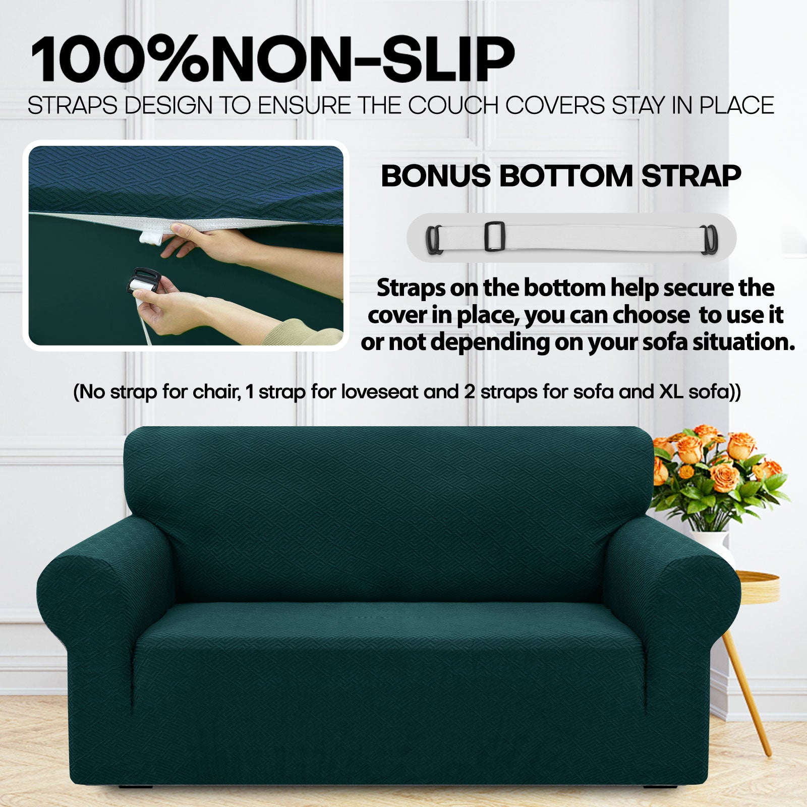 Copertura per divano a 3 posti YSTYLE Stretch con braccioli, motivo jacquard geometrico