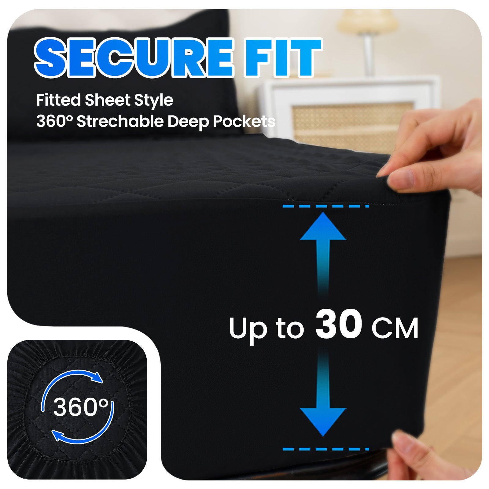 Waterproof Mattress Protector 90x190cm with Deep Pocket
