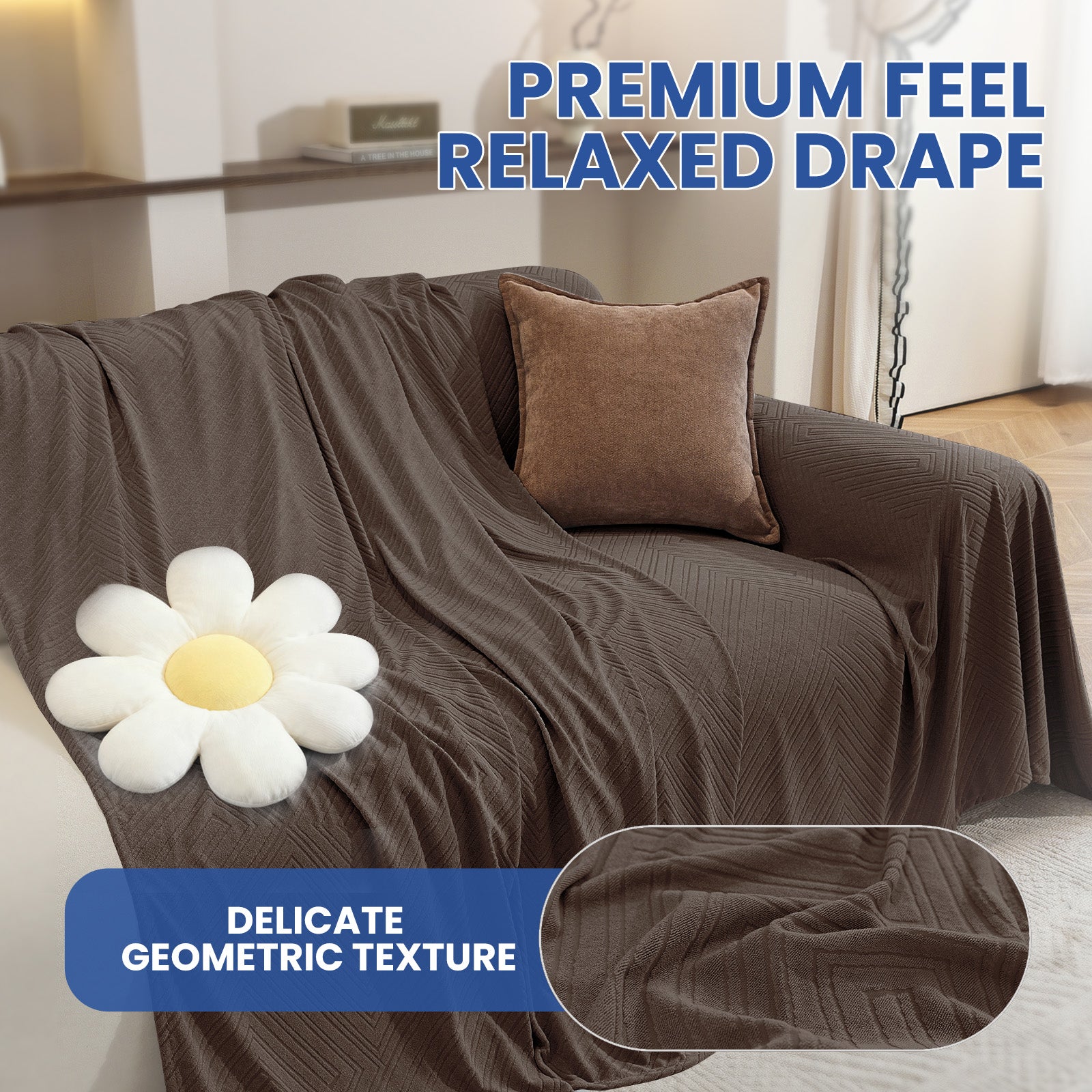 Ystyle 3 Seater Sofa Cover, 180x340 cm, Anti-Claw Protection, Soft Universal Sofa Cover, Anti-Dust, Large Size Modern Washable Sofa Throw