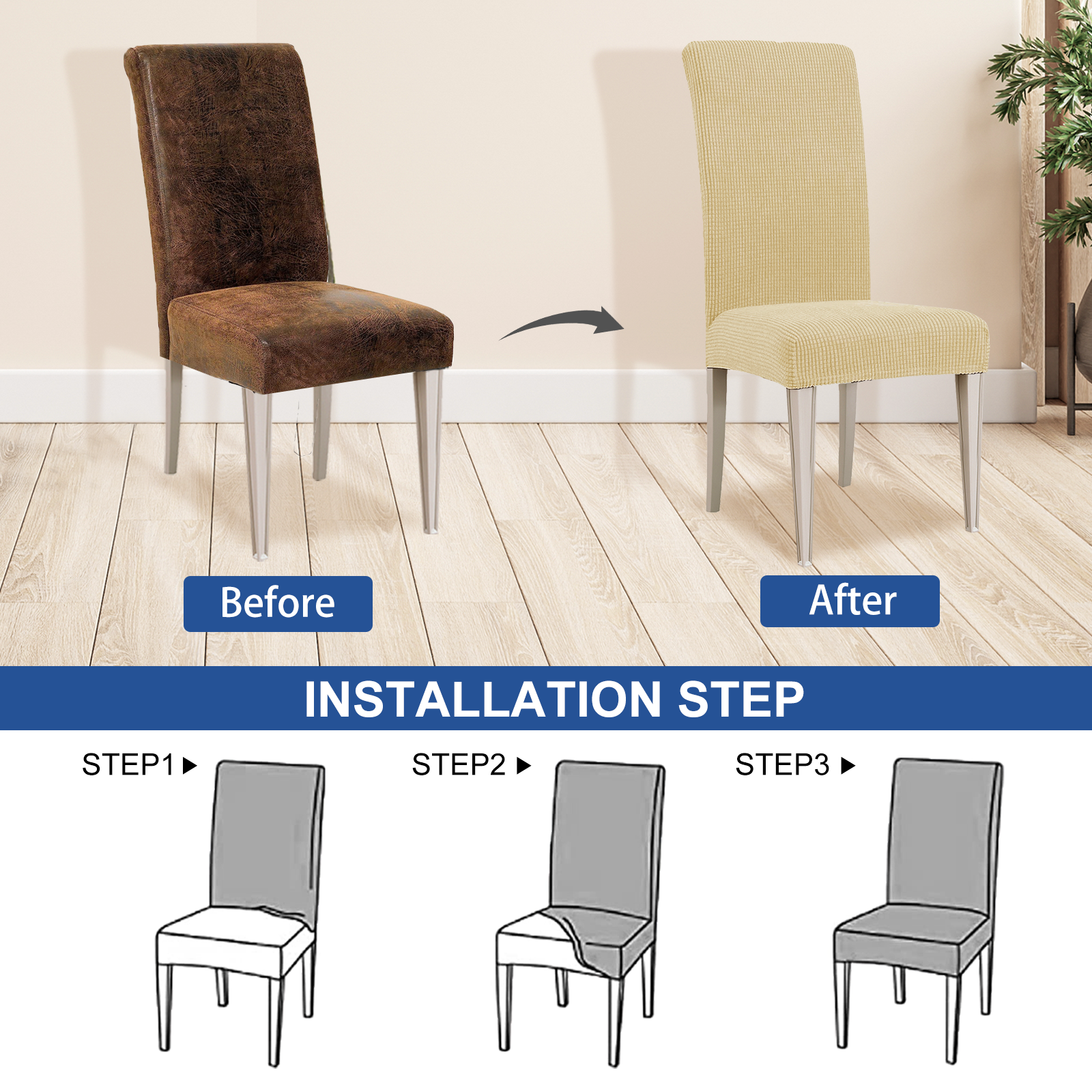 YSTYLE 6 Pieces Stretch Dining Chair Covers Jacquard Pattern
