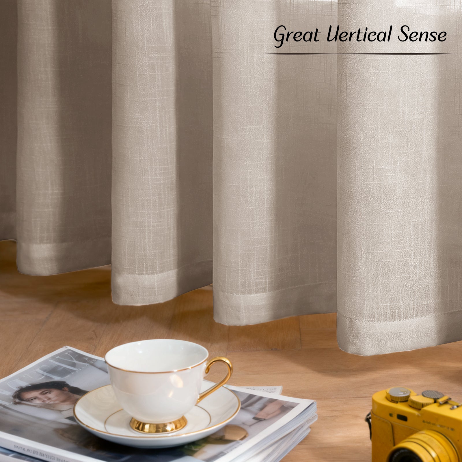 YSTYLE 2 Pieces Linen Look Voile Curtains Eyelets-YSTYLE