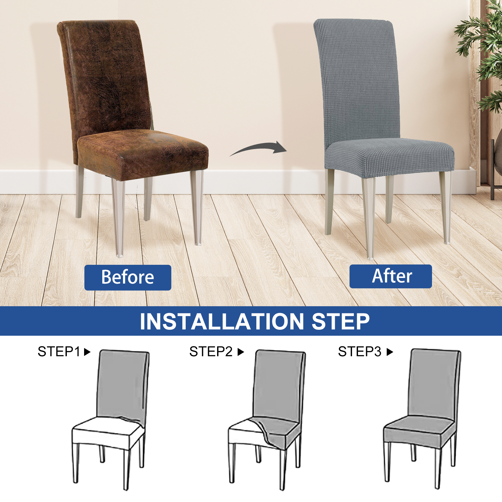 YSTYLE 6 Pieces Stretch Dining Chair Covers Jacquard Pattern