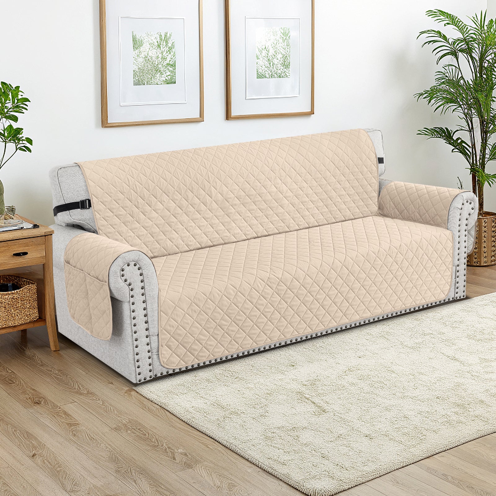 Ystyle Waterproof 2 Seater Sofa Cover with Armrests Anti-Slip