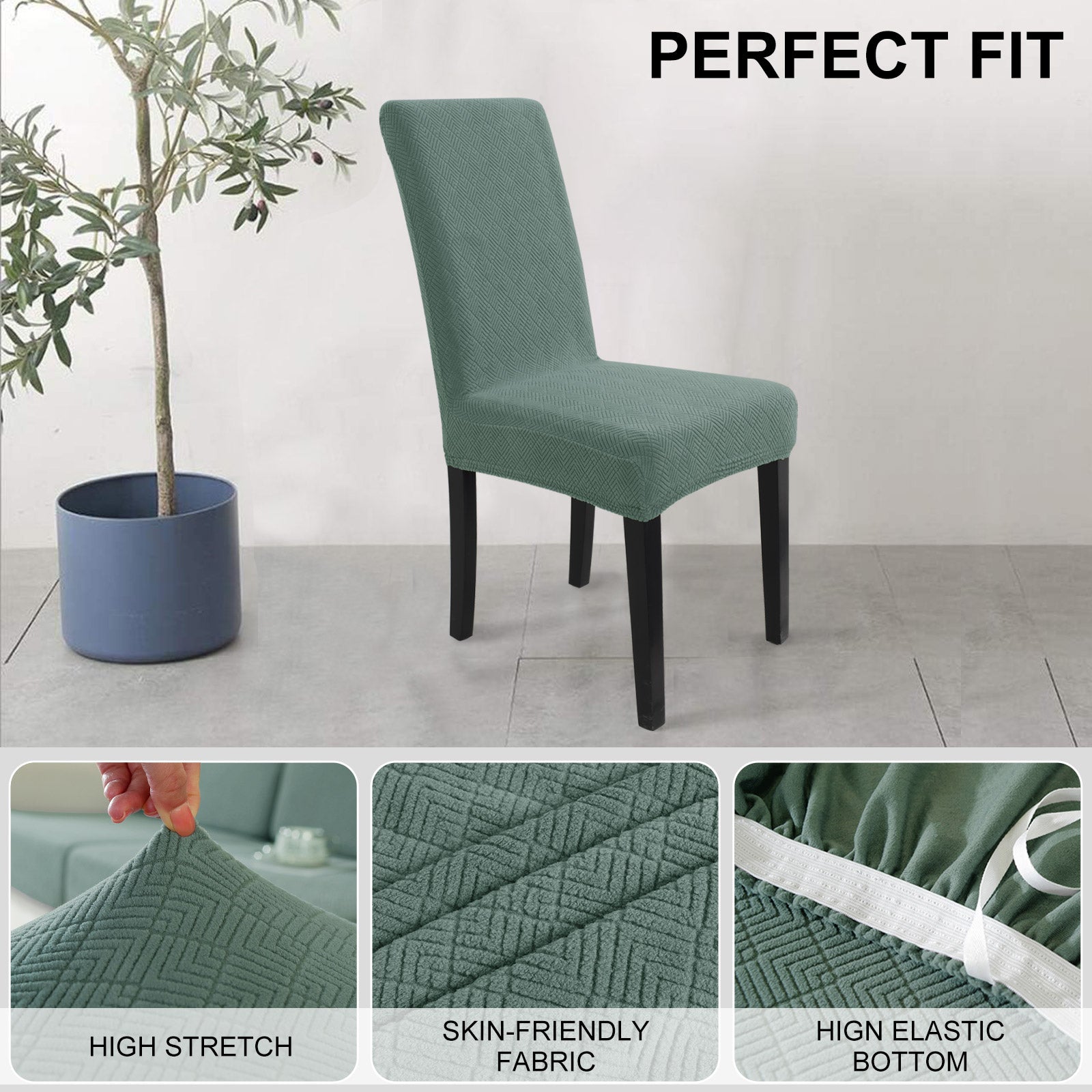 YSTYLE 6 Stück Stretch-Esszimmerstuhlbezüge Diamant-Jacquard