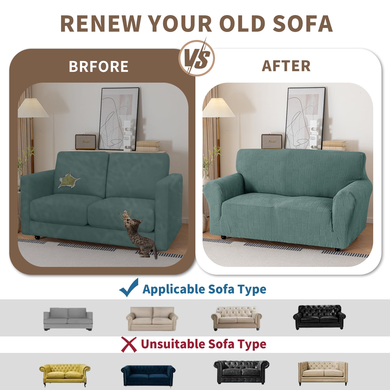 Copertura per divano a 3 posti YSTYLE Stretch 180-234 cm con motivo geometrico