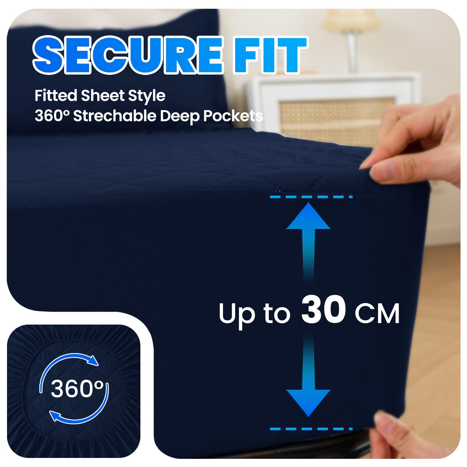 Waterproof Mattress Protector 90x190cm with Deep Pocket