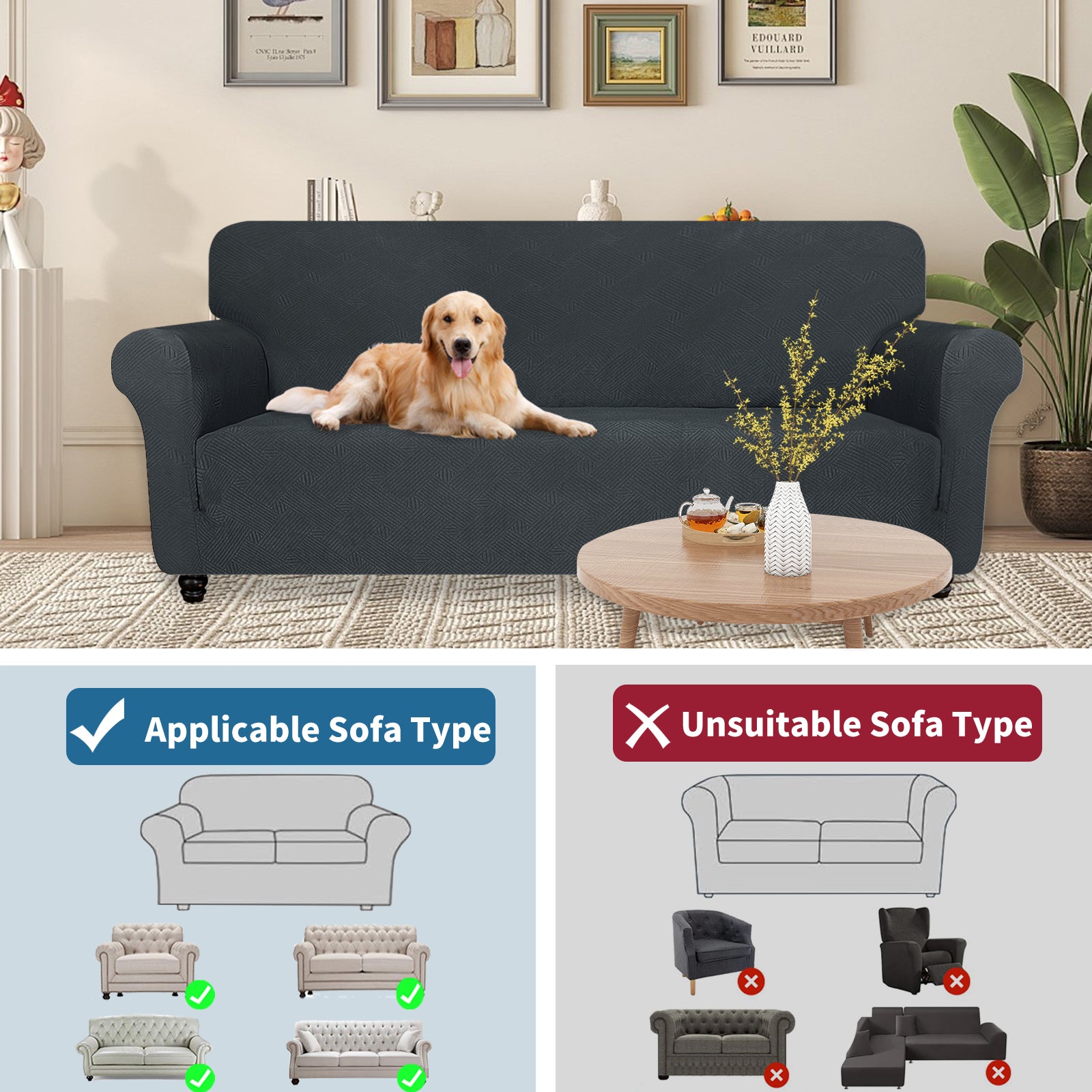 YSTYLE Hoch Stretch 1-Sitzer Sessel Bezug Anti-Rutsch Waschbar