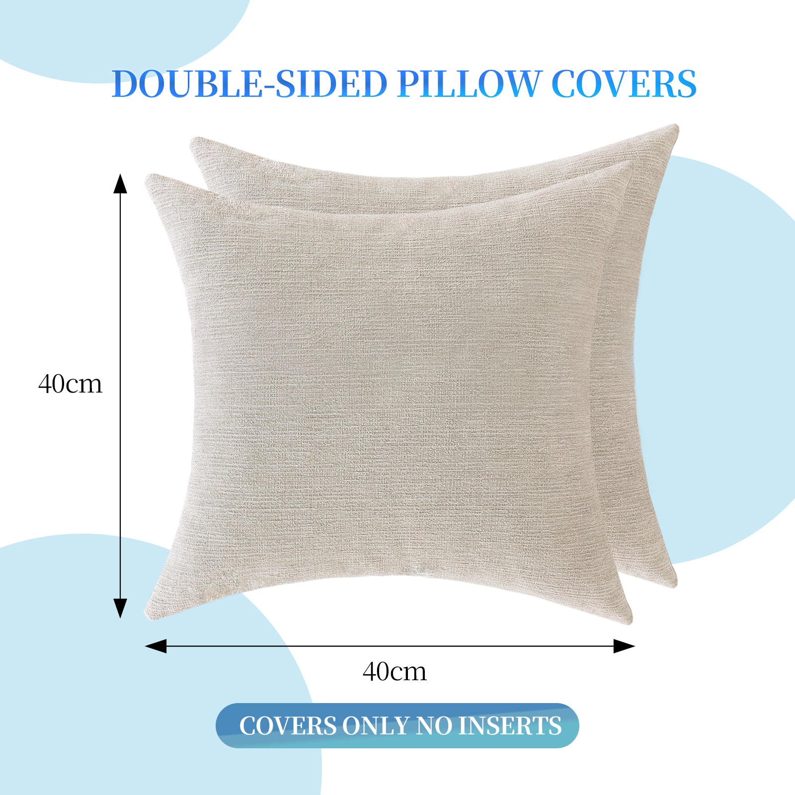 Ystyle 2 Pieces Linen Cushion Covers 40 x 40 cm, Decorative Sofa Cushion Covers, Invisible Zipper, Modern, Comfortable Sturdy, for Living Room, Bedroom