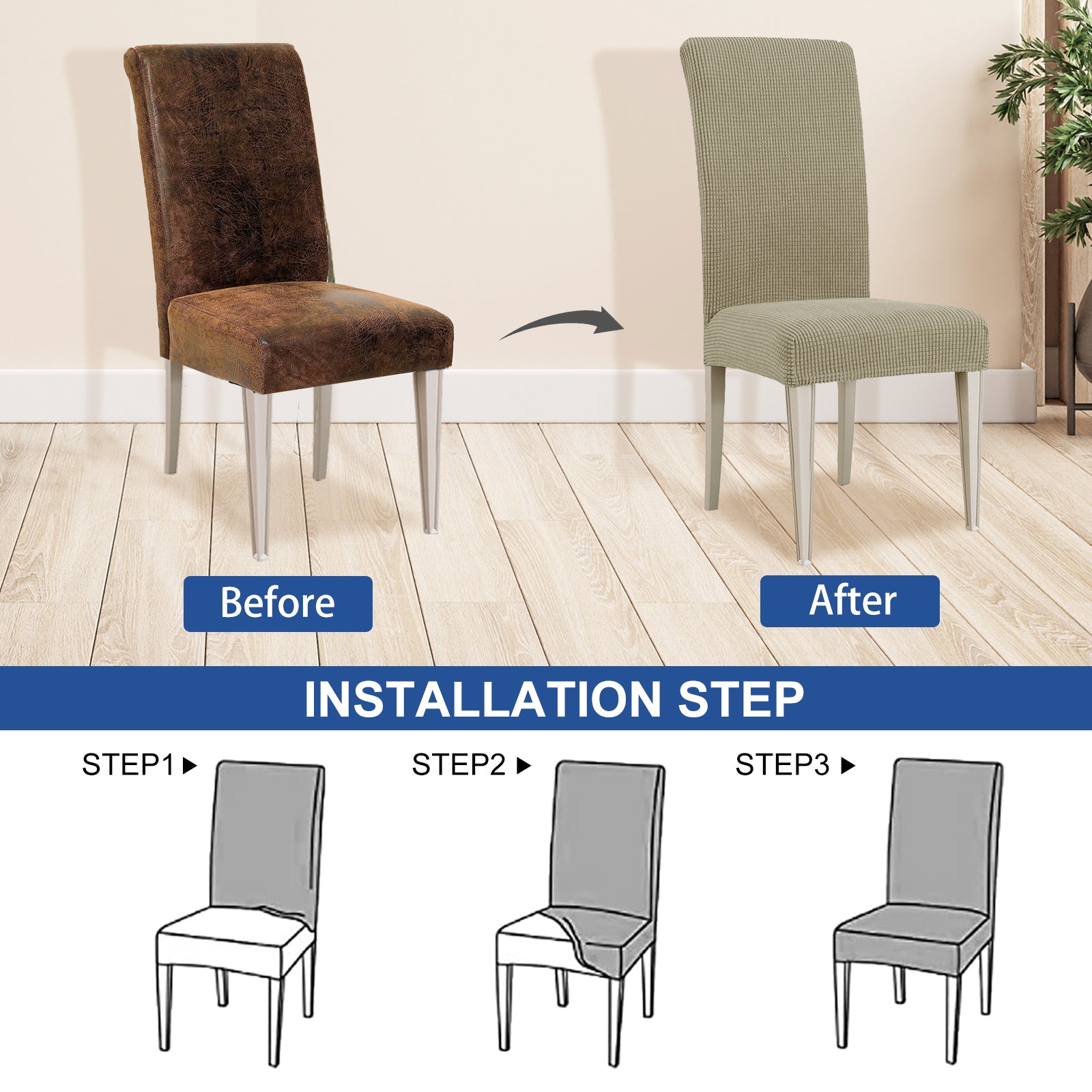 YSTYLE 6 Pieces Stretch Dining Chair Covers Jacquard Pattern