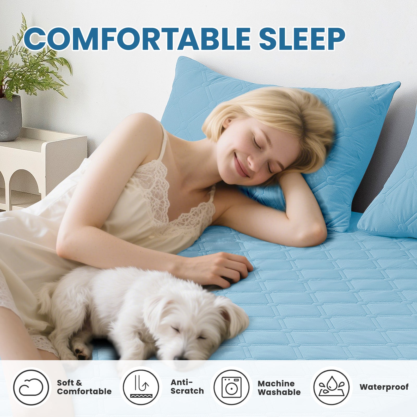 Ystyle Waterproof Mattress Protector – Double Size 160x190 cm Anti-Allergy & Scratch Resistant