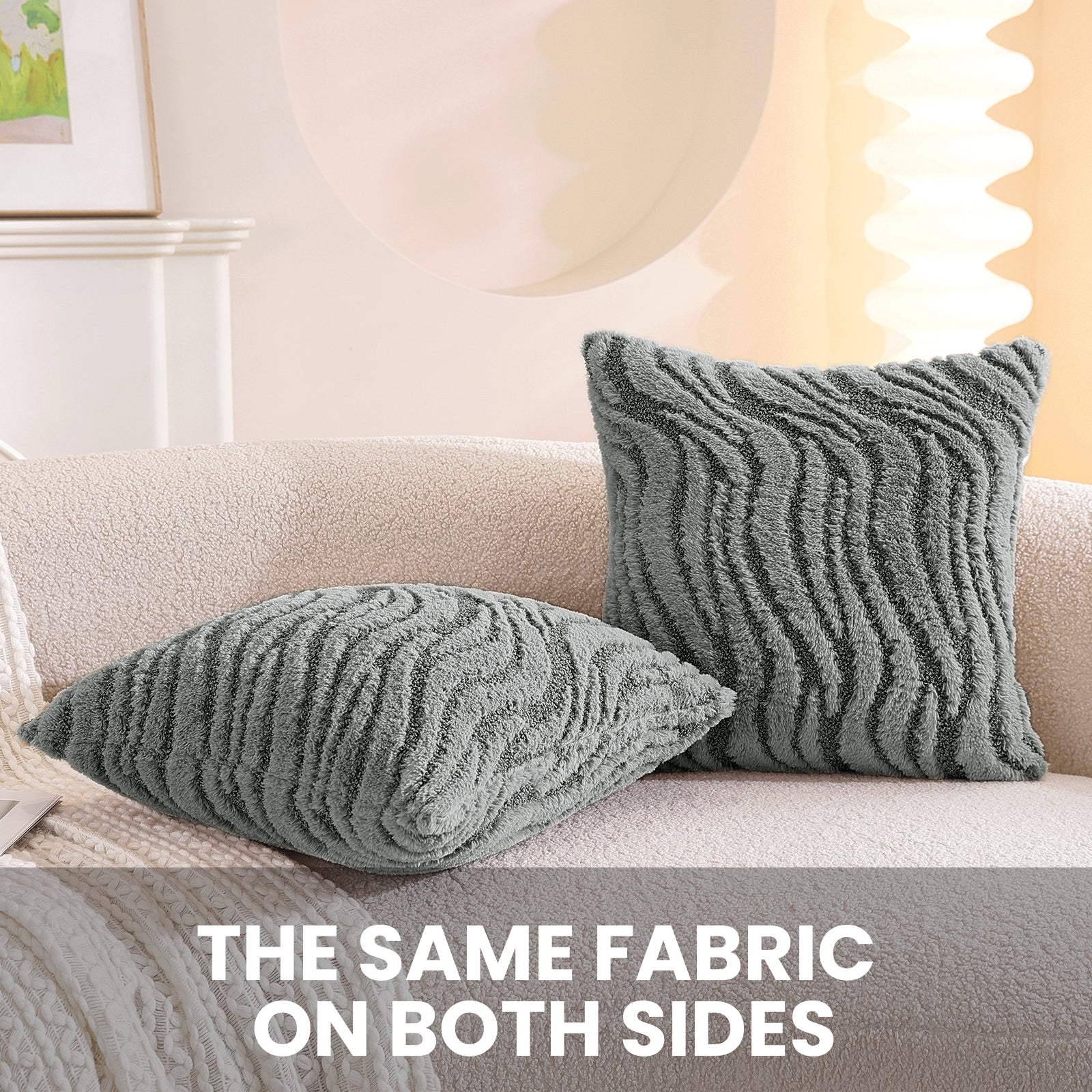 Ystyle Sofa Cushion Covers 60 x 60 cm Set of 2 Soft Plush Striped Cushion Covers Modern Elegant Decorative Durable Cushion Covers for Sofa Living Room Bedroom