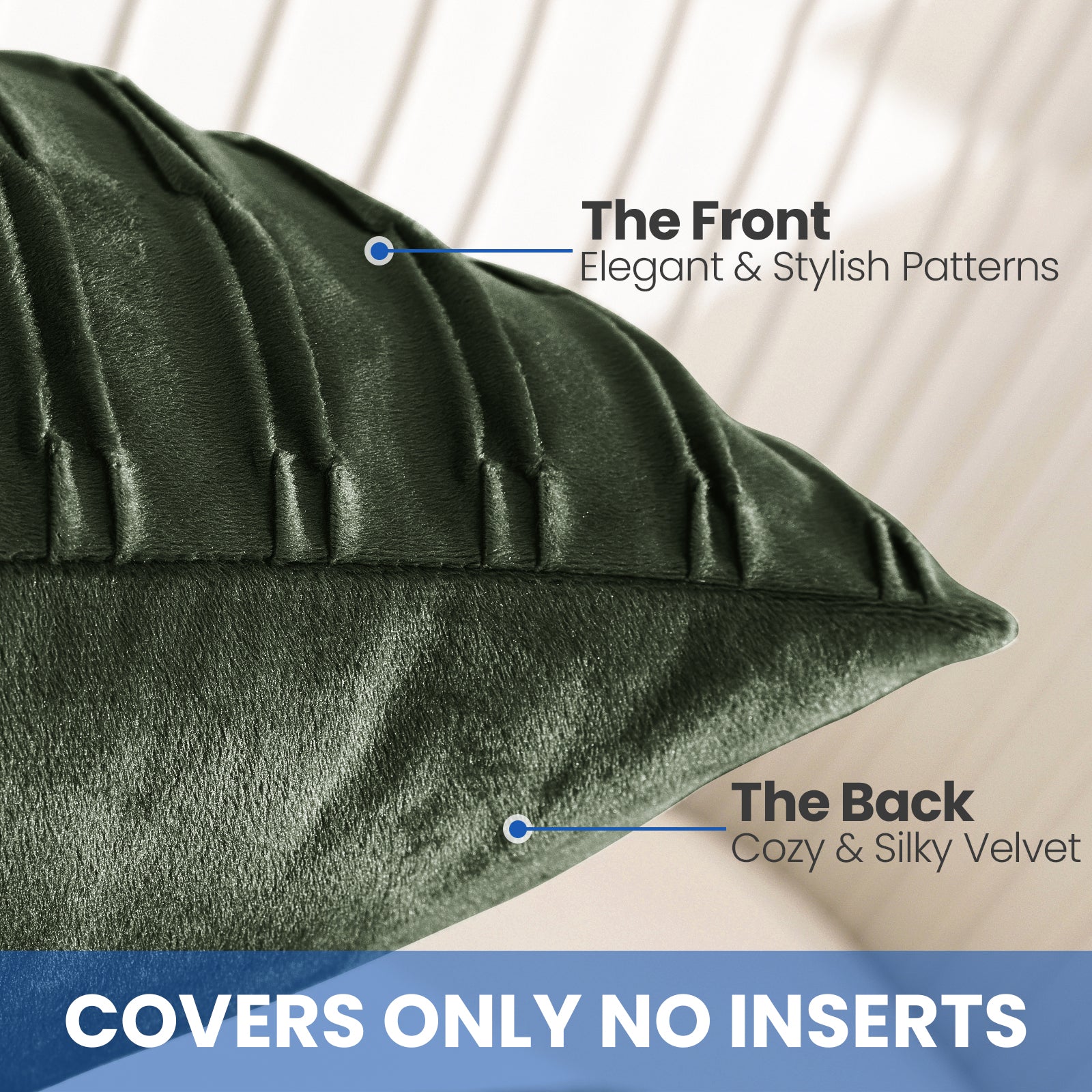 Ystyle Sofa Cushion Covers 40 x 40 cm Set of 2 Soft Velvet Sofa Cushion Covers Modern Bedroom Sofa Bed Invisible Zipper Washable Elegant Durable