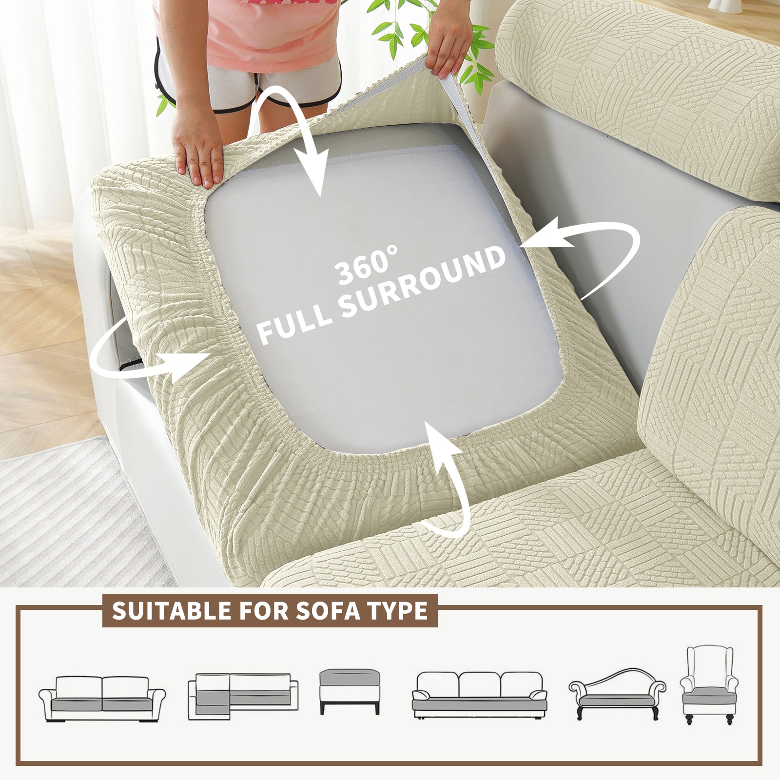 YSTYLE Copertura per sedile divano elasticizzata 3 posti motivo geometrico