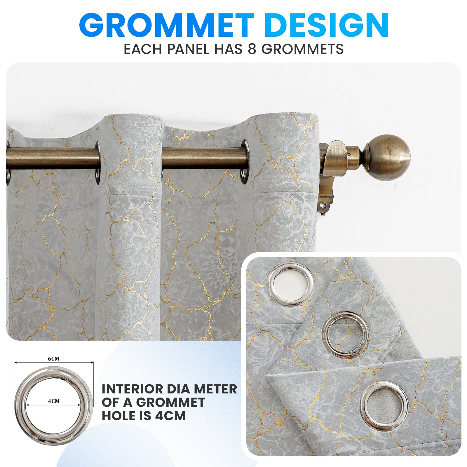 Ystyle 2 Stück Samt Blackout Vorhänge 117x137 cm Gold Druck