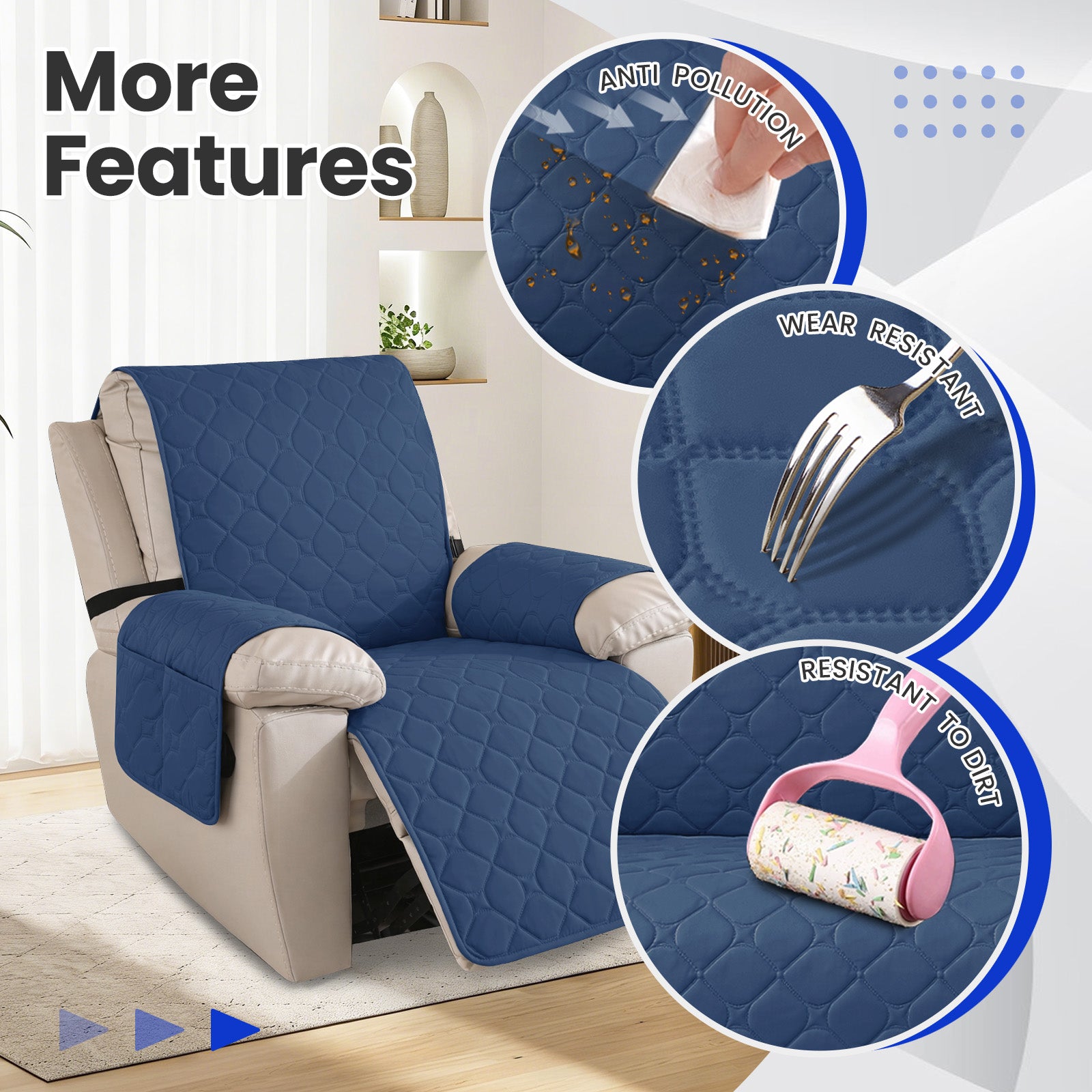 YSTYLE imperméable Recliner Armchair couverture with accoudoirs 1 Seater
