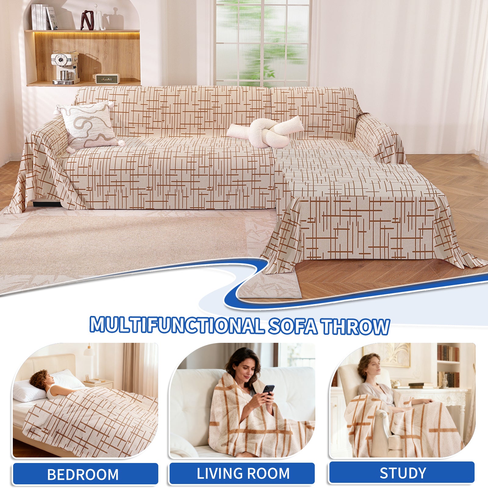 Ystyle Universal 4 Seater Sofa Cover Throw 200x380cm Breathable-YSTYLE