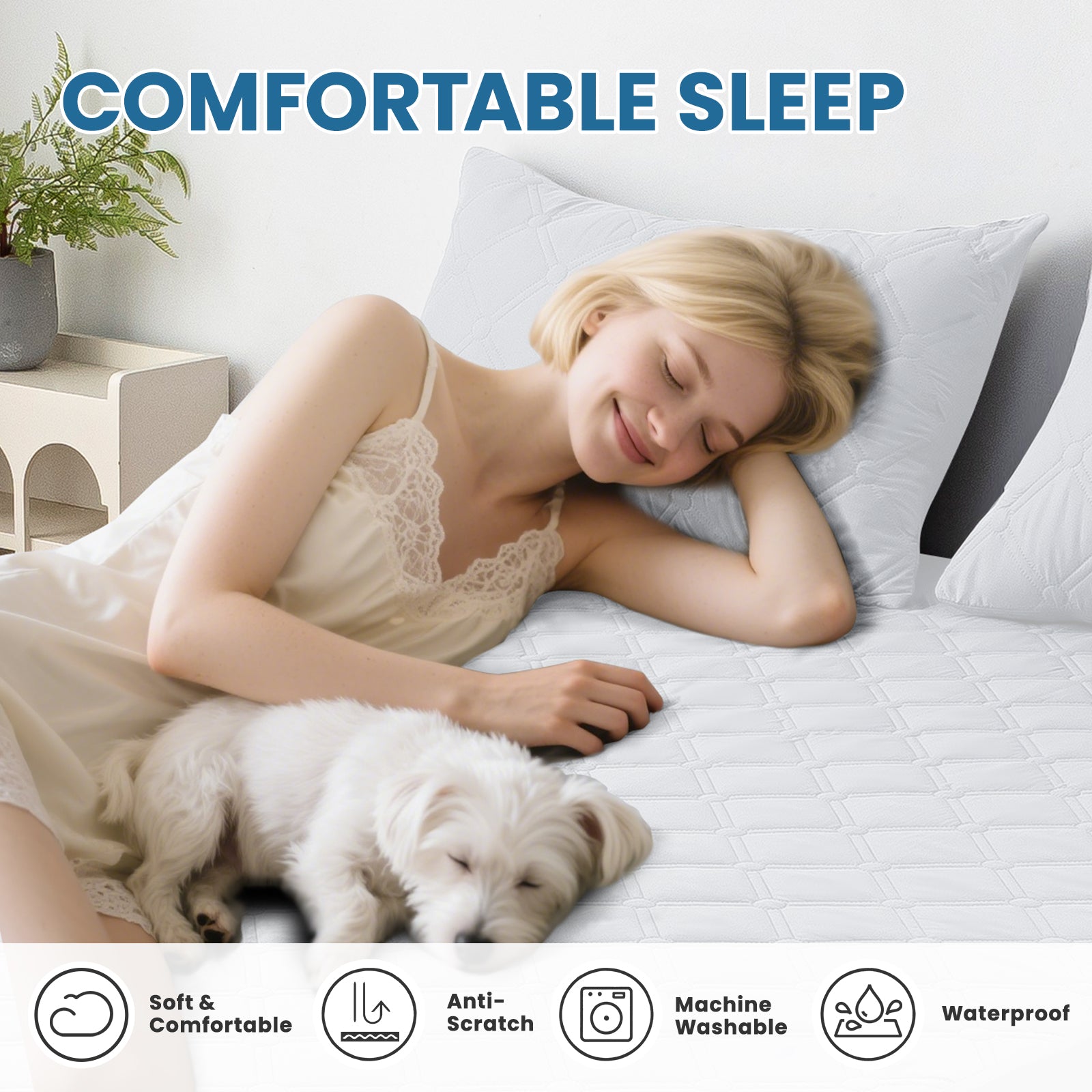 Ystyle Waterproof Mattress Protector – Double Size 160x190 cm Anti-Allergy & Scratch Resistant