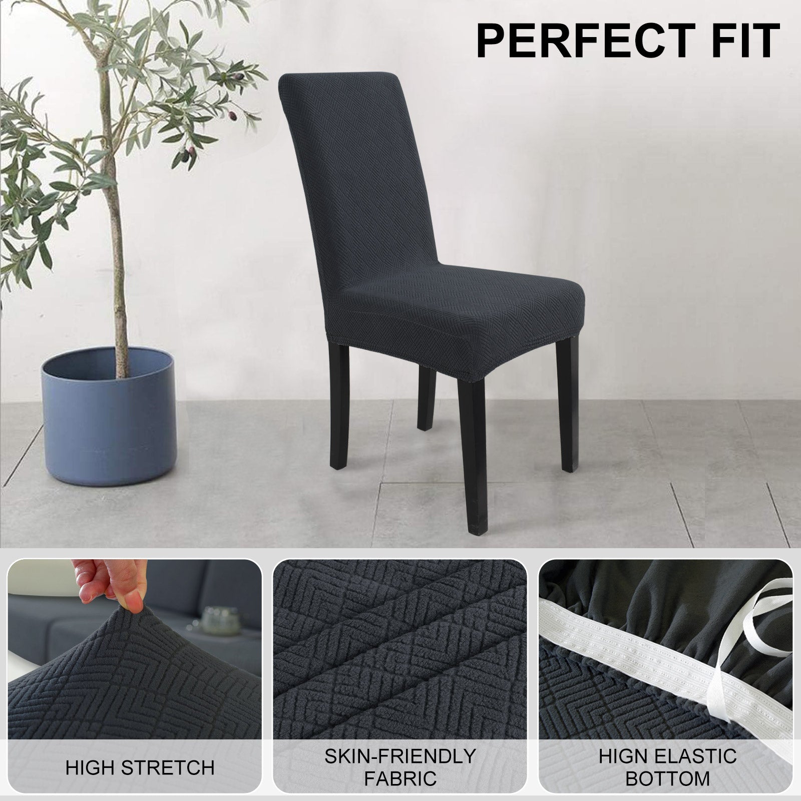 YSTYLE 4 pezzi coprisedie elastici con motivo jacquard a diamante