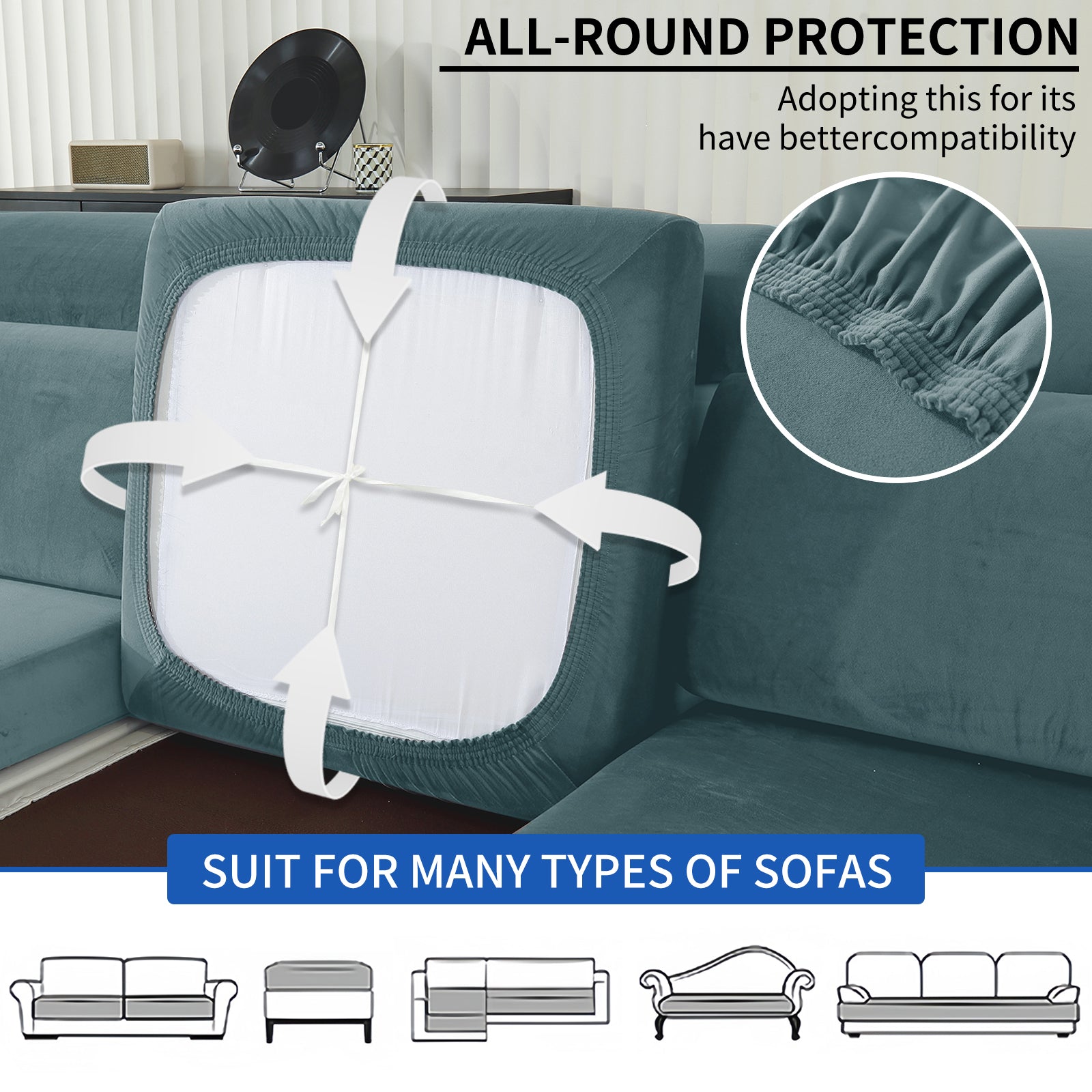 YSTYLE Manta para Almohada de Chaise – Ajuste Elástico, Antideslizante, Universal para Almohadas Separadas de Sofá