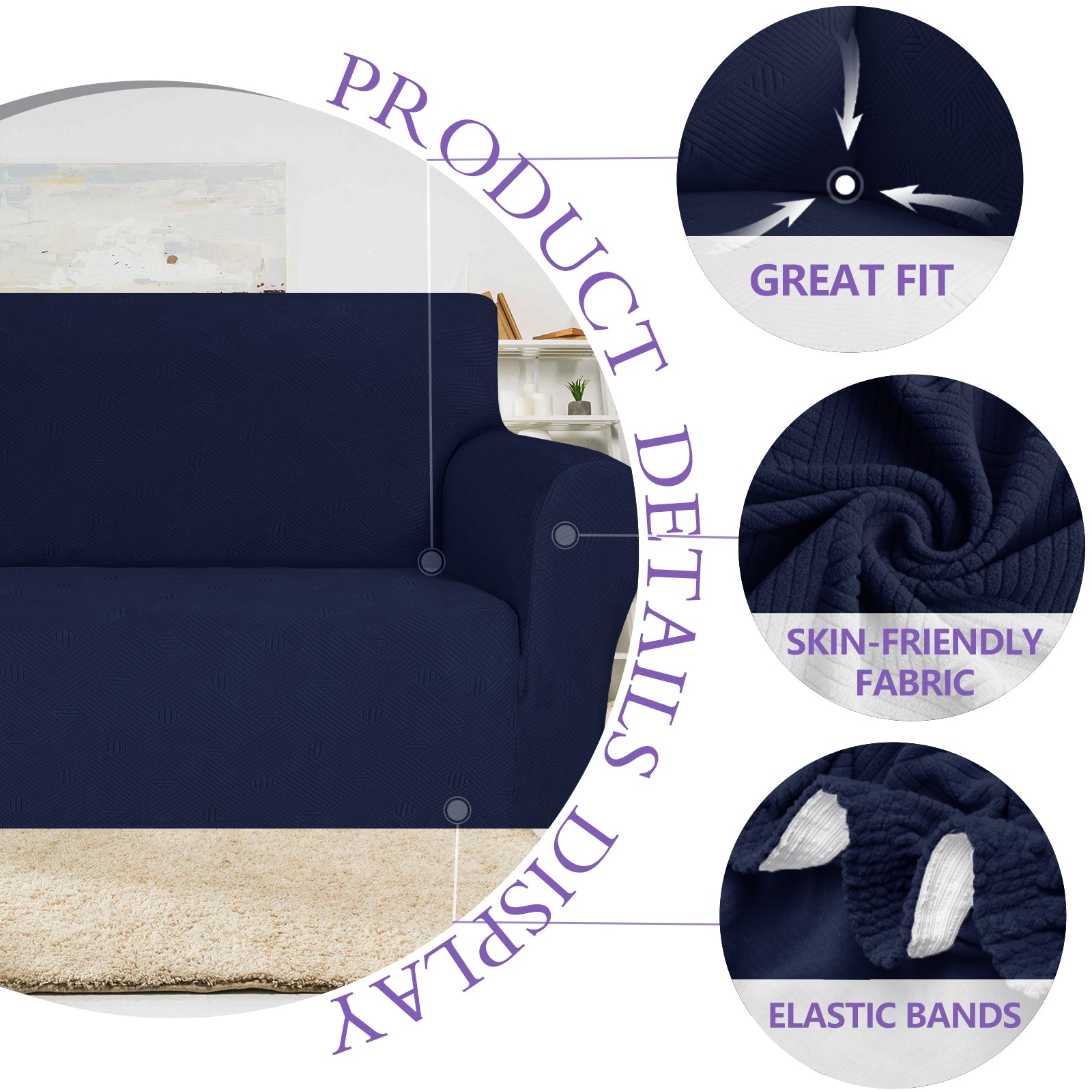 YSTYLE Hoch Stretch 3-Sitzer Sofa Bezug Anti-Rutsch Waschbar