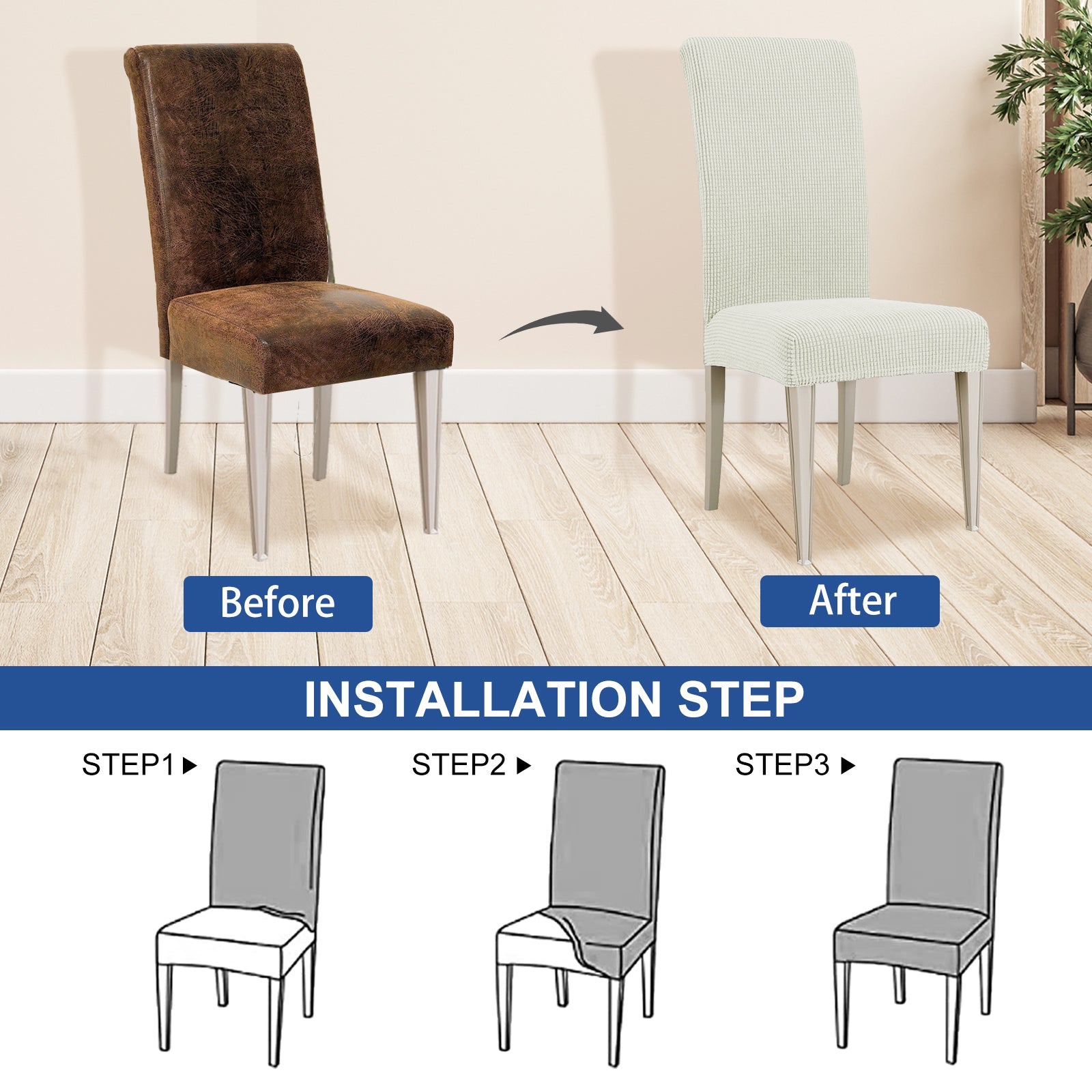 YSTYLE 6 Pieces Stretch Dining Chair Covers Jacquard Pattern