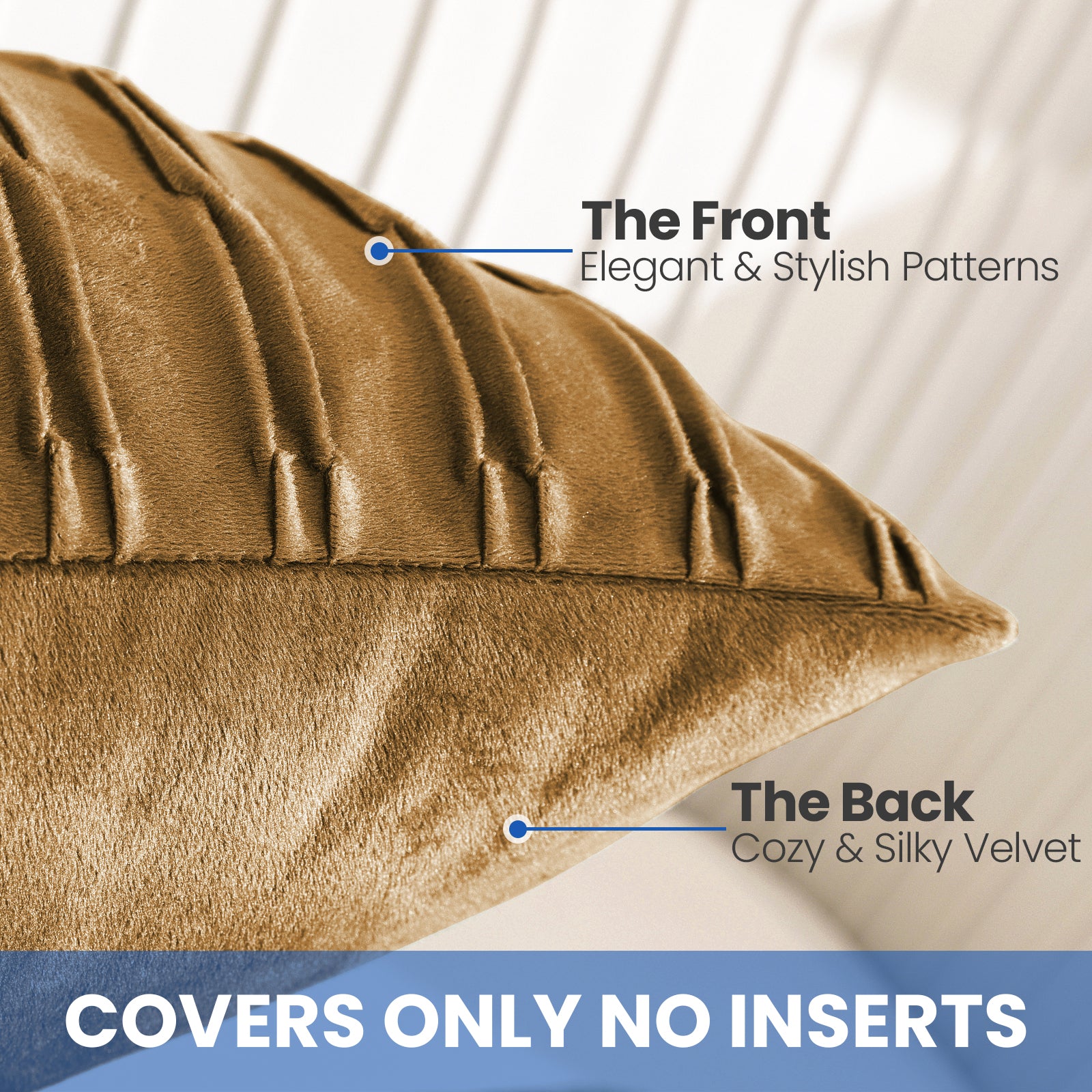 Ystyle Sofa Cushion Covers 40 x 40 cm Set of 2 Soft Velvet Sofa Cushion Covers Modern Bedroom Sofa Bed Invisible Zipper Washable Elegant Durable