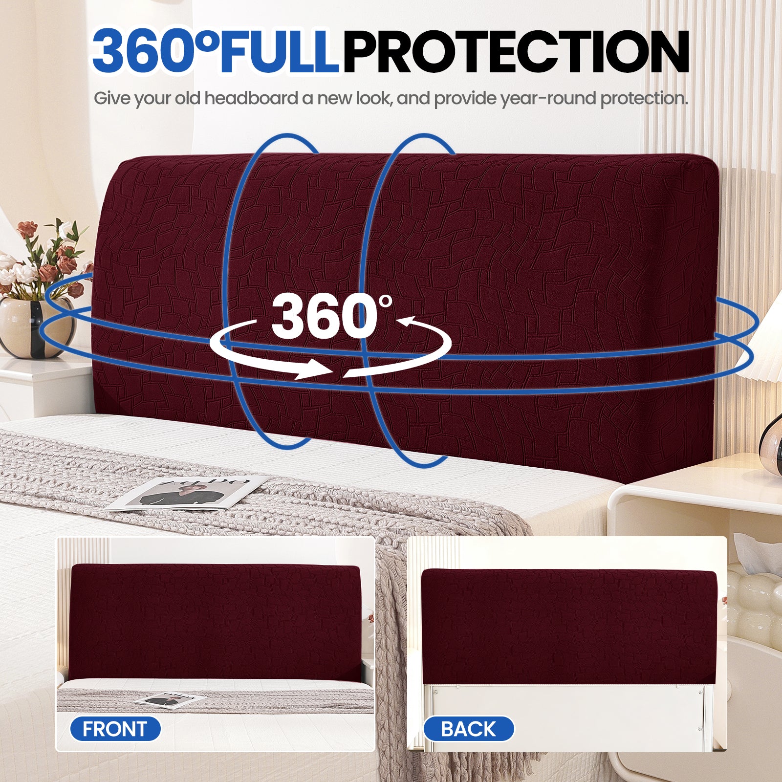 YSTYLE Universal Elastic 180cm Headboard Cover Dustproof Washable