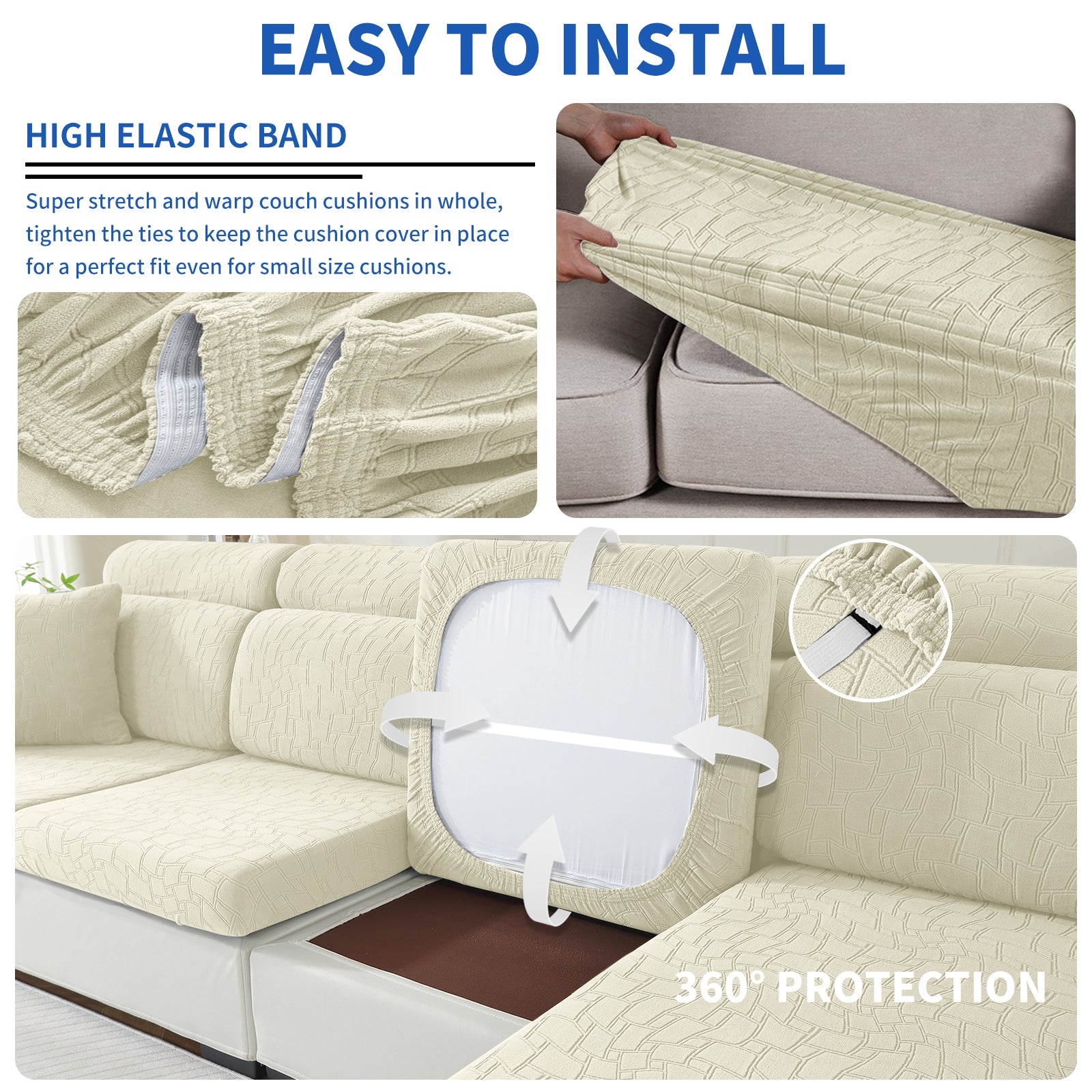 YSTYLE 2 pezzi Copertura per sedile divano elasticizzata 1 posto geometrico anti-scivolo