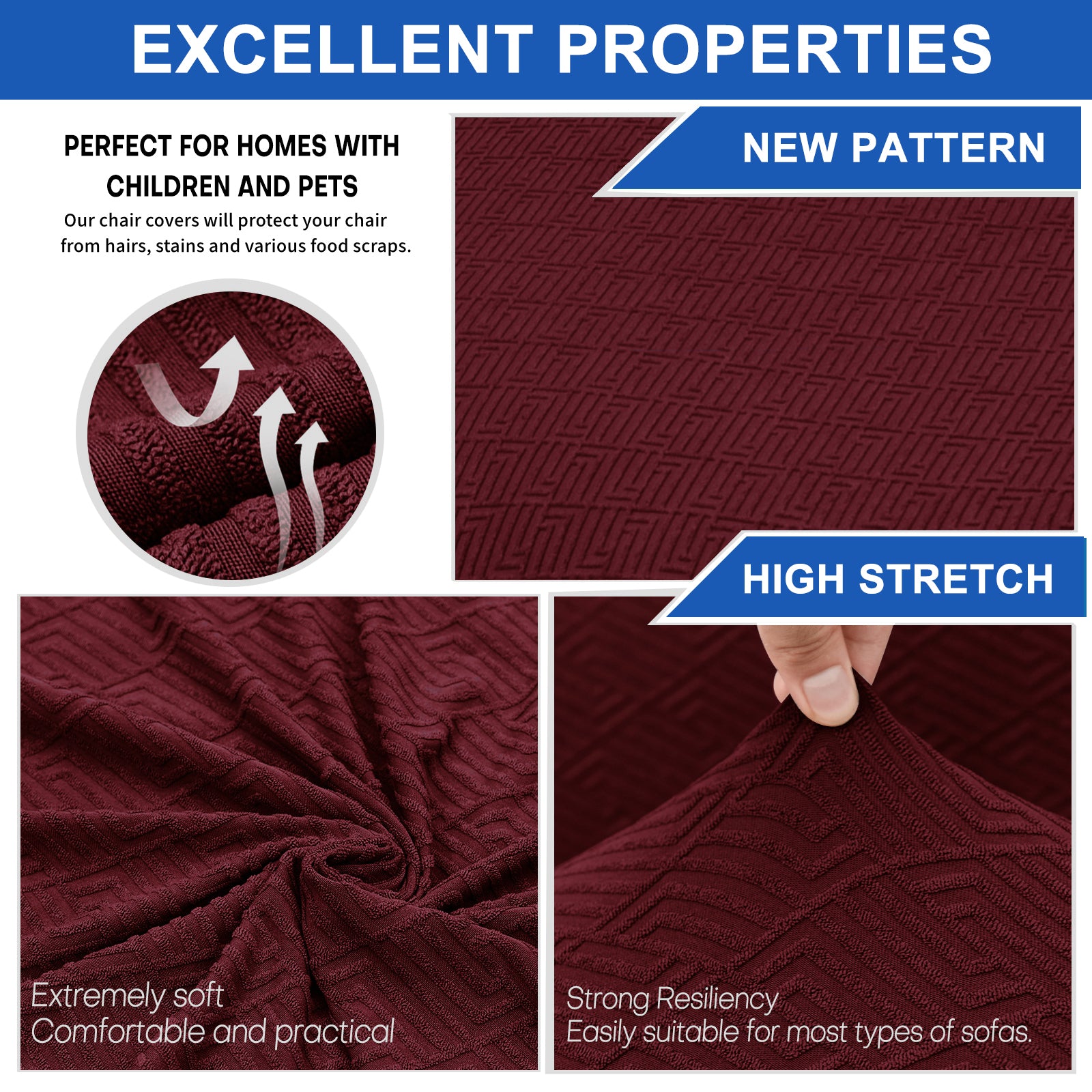 YSTYLE 6 Pieces Stretch Chair Covers With Backrest Soft Fabric