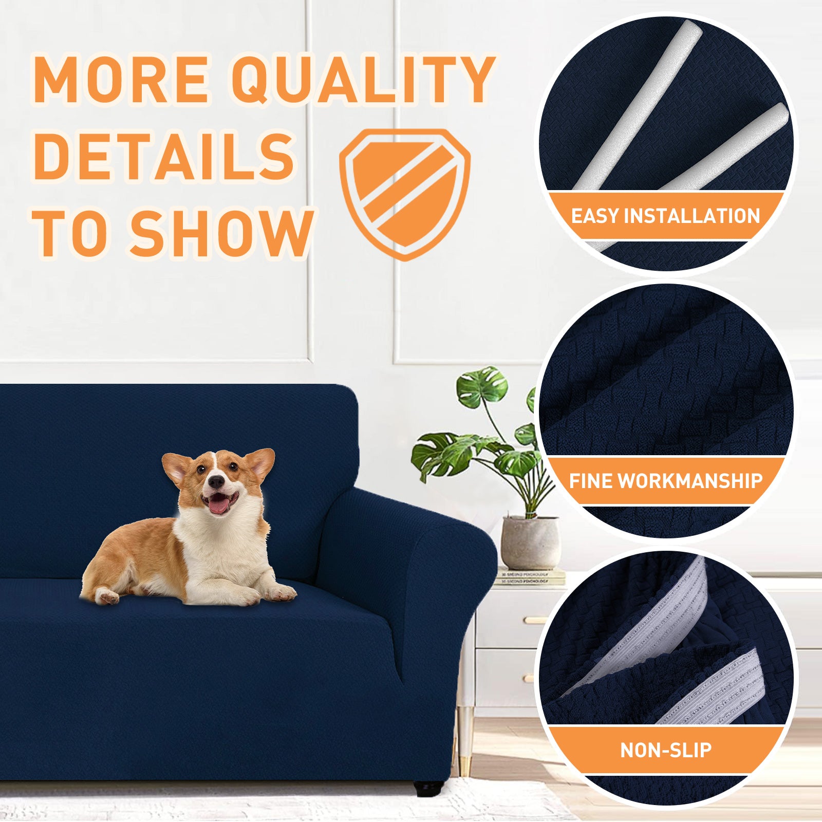 YSTYLE Stretch 4 Seater Sofa Cover Jacquard Anti-Slip