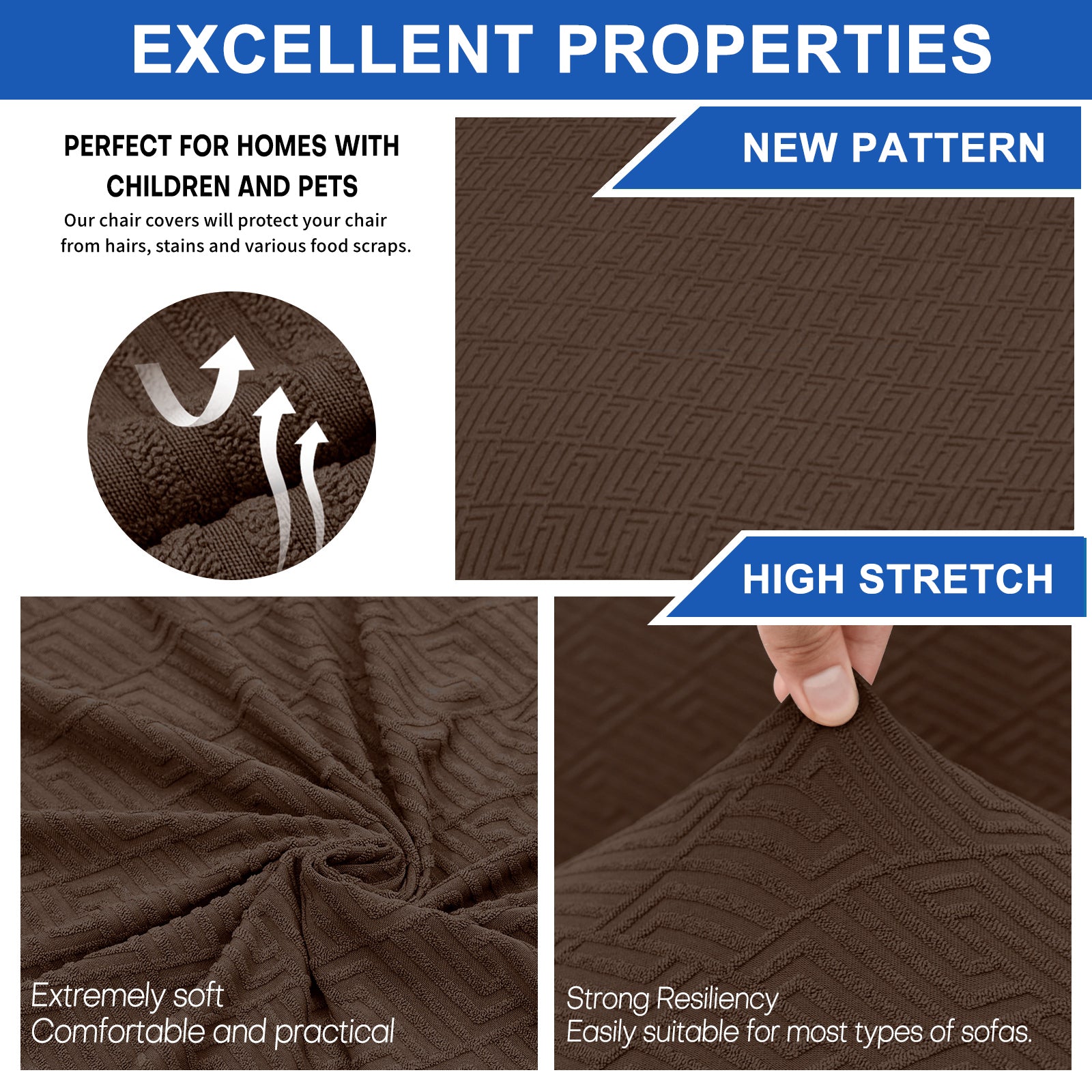 2 Coperture Elastiche per Sedie con Schienale in Tessuto Morbido YSTYLE