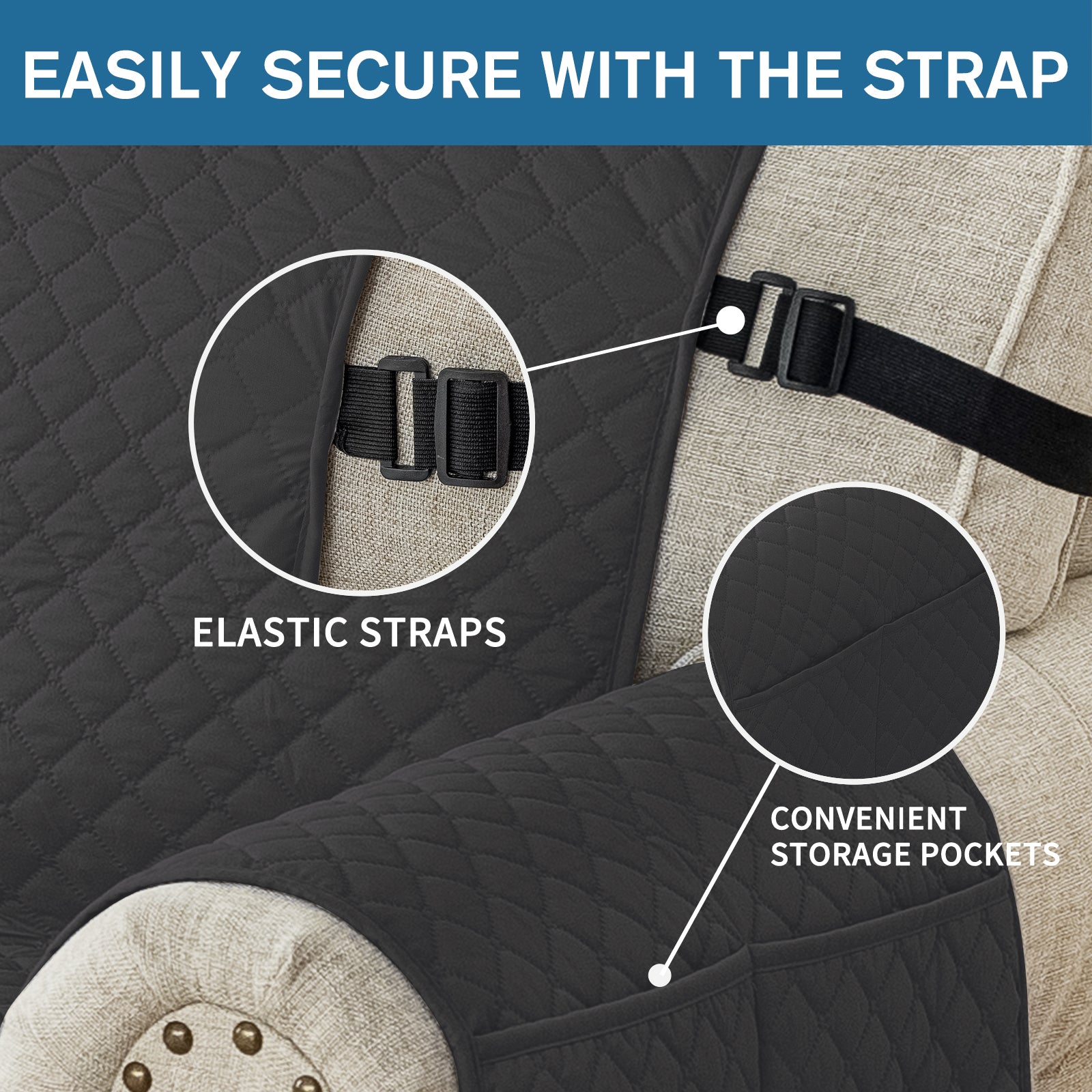 Copertura per divano impermeabile YSTYLE per 3 posti con braccioli, antiscivolo