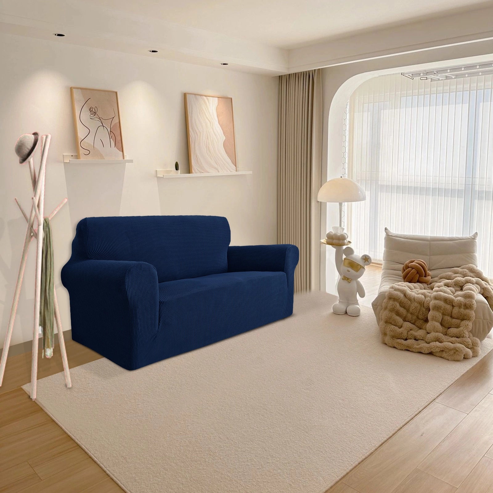 YSTYLE 2 Seater Sofa Cover – Stretch,Anti-Slip & Pet-Friendly, Scratch Resistant, Washable-Grid