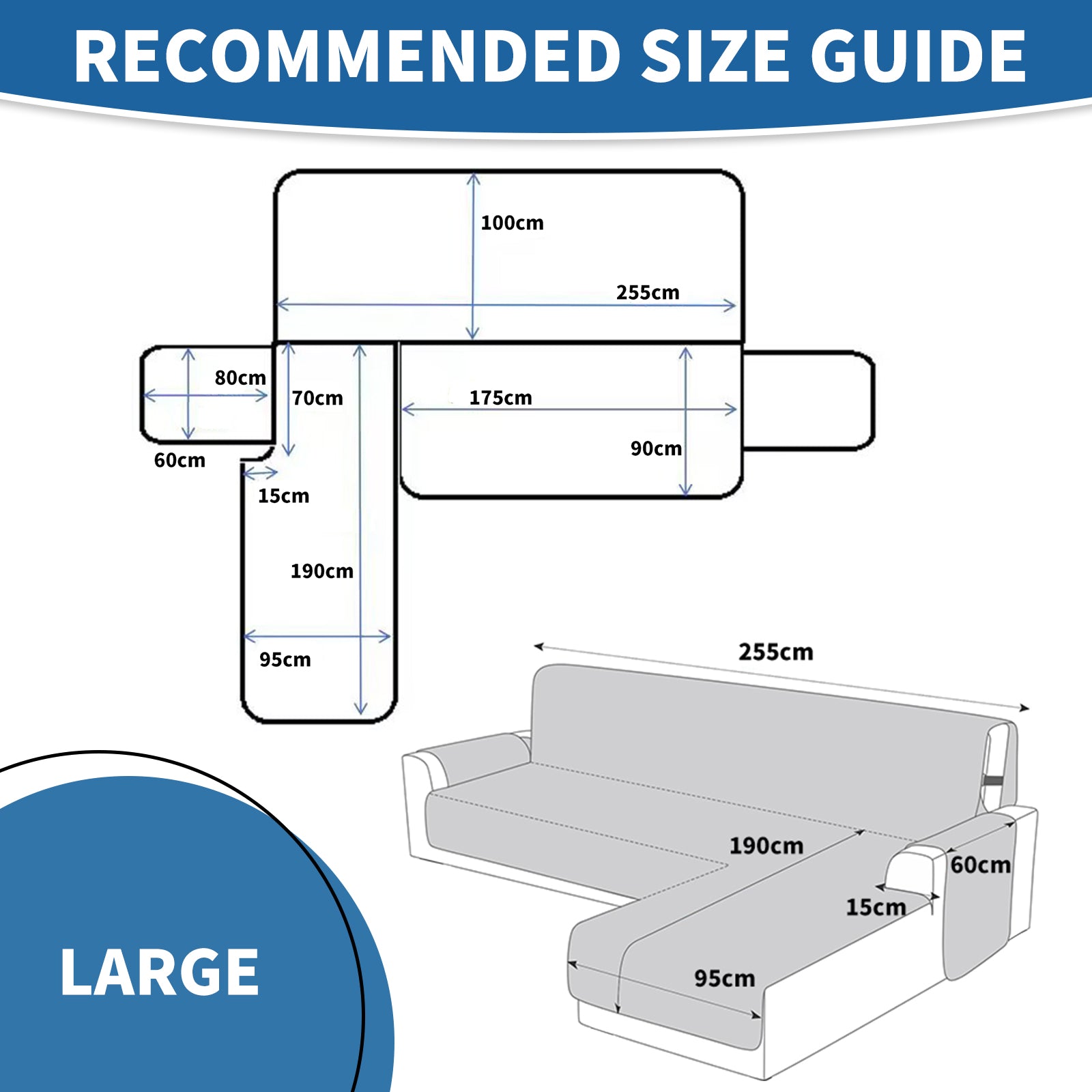YSTYLE Wasserdichte 3-Sitzer-Ecksofa-Abdeckung, umkehrbar Peninsula