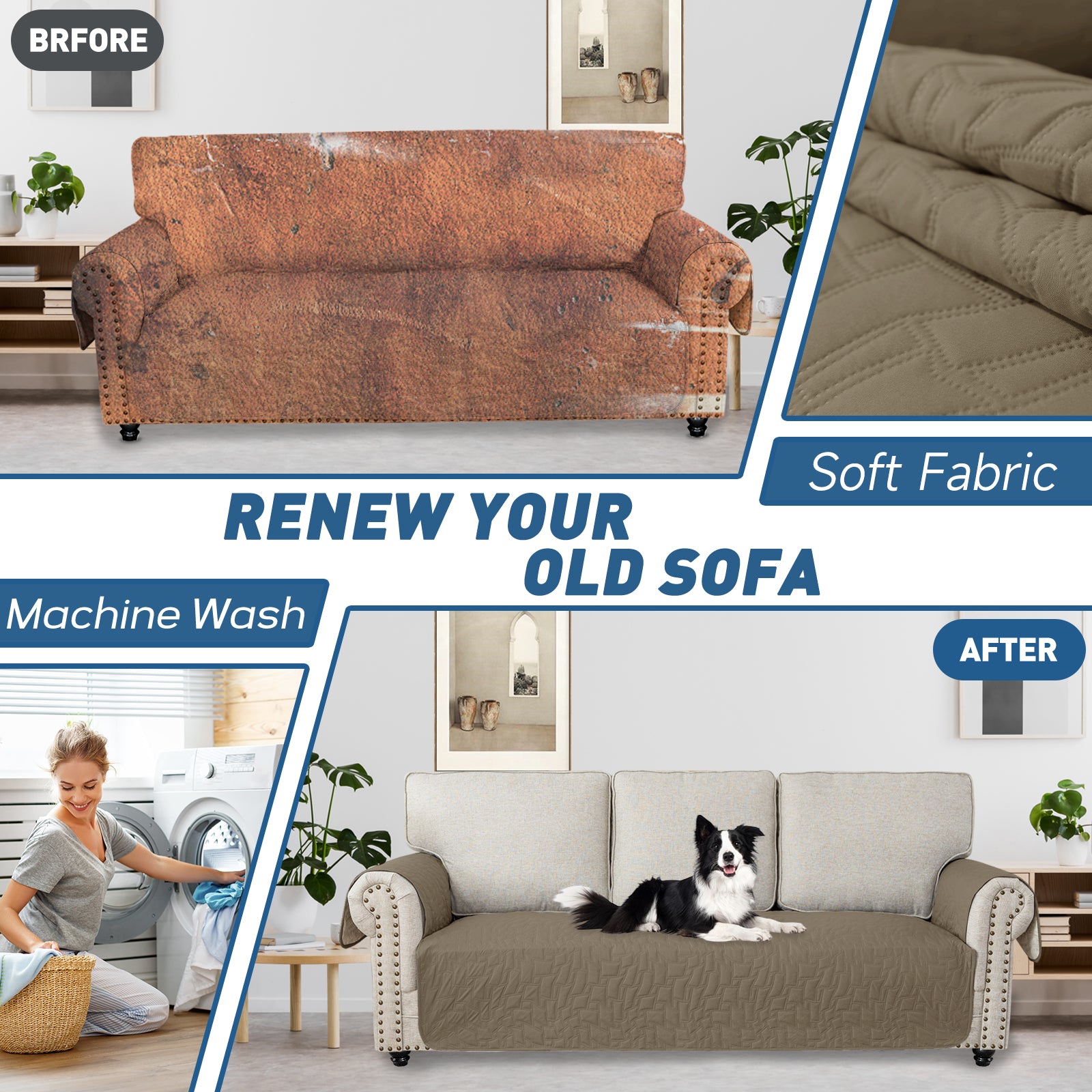 YSTYLE imperméable 3 Seater Armchair couverture antidérapant for Pet protection