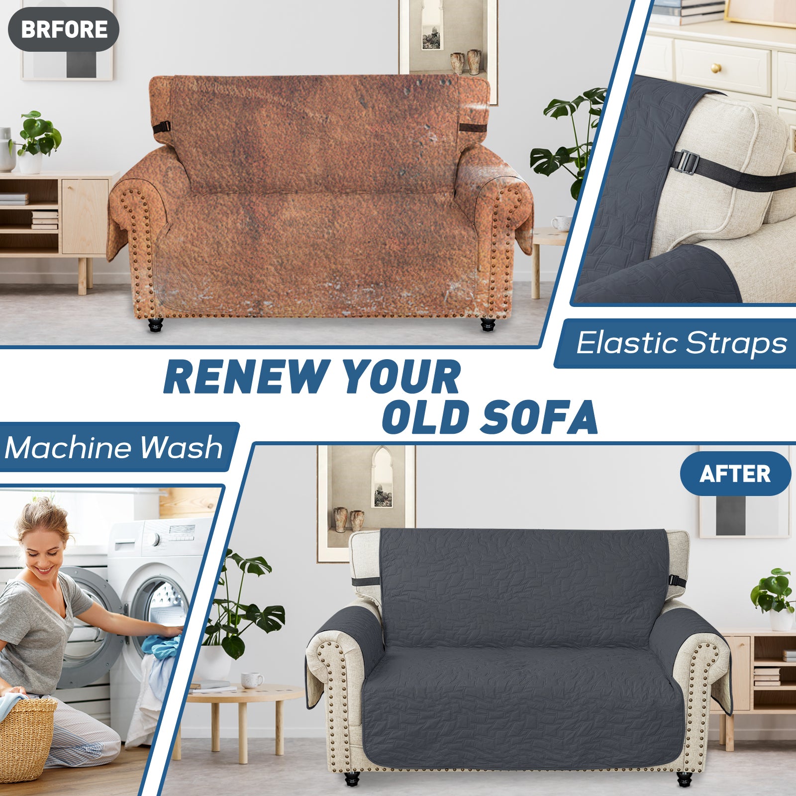 Copertura Impermeabile per Divano a 2 Posti con Braccioli Antiscivolo | YSTYLE