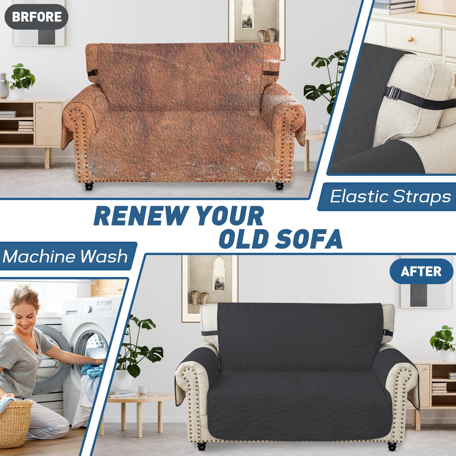 Copertura Impermeabile per Divano a 2 Posti con Braccioli Antiscivolo | YSTYLE