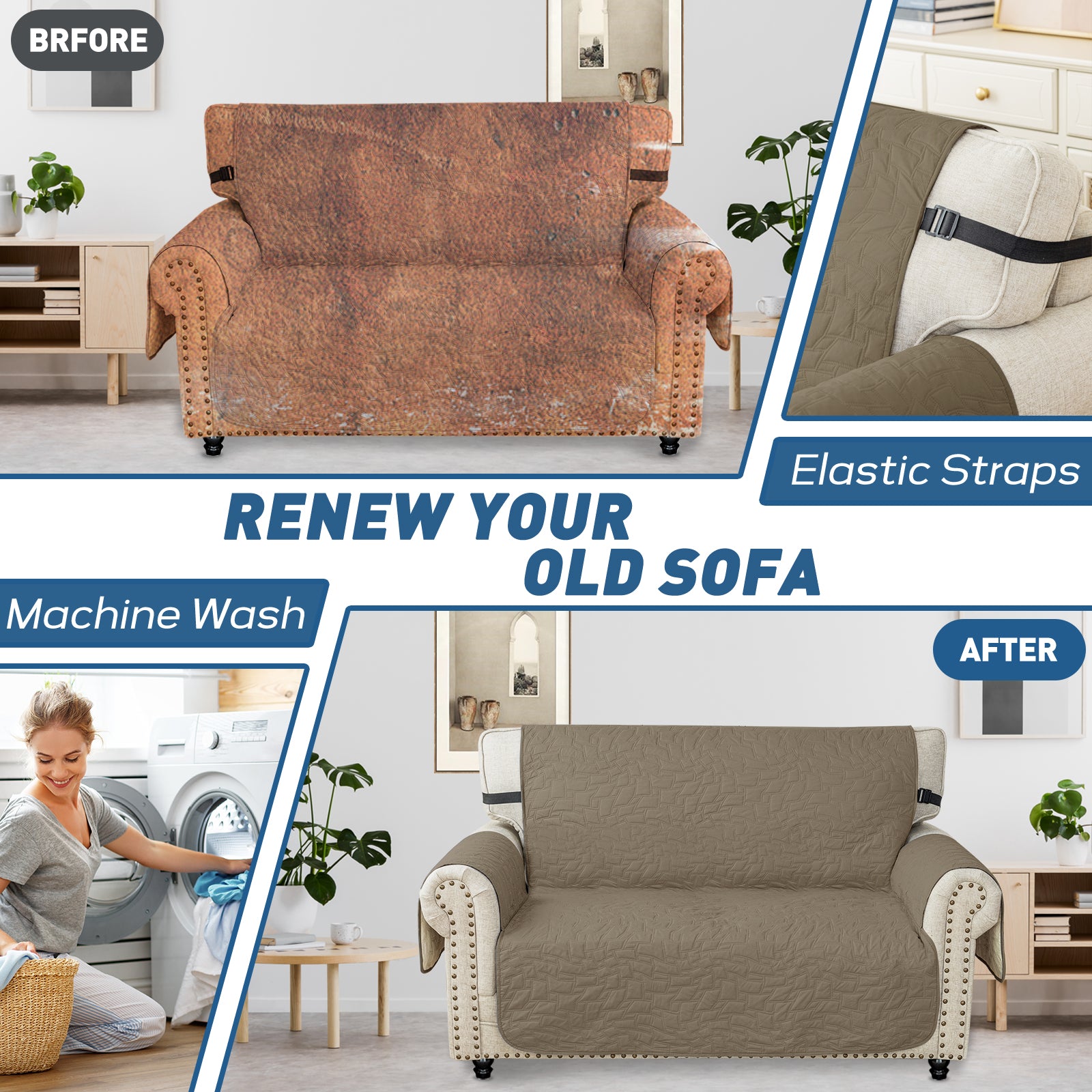 Copertura Impermeabile per Divano a 2 Posti con Braccioli Antiscivolo | YSTYLE