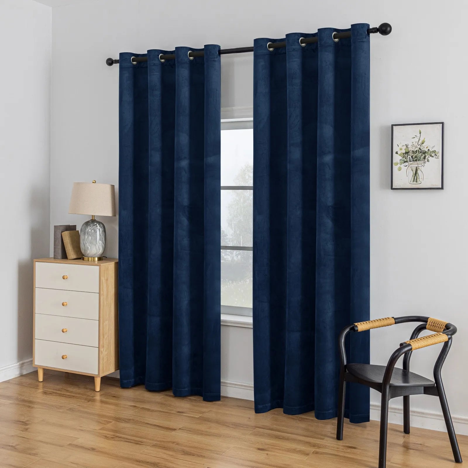 YSTYLE Elegant Velvet Curtains-2 pcs, Blackout & Heat Insulating, Eyelet Drapes for Home Windows