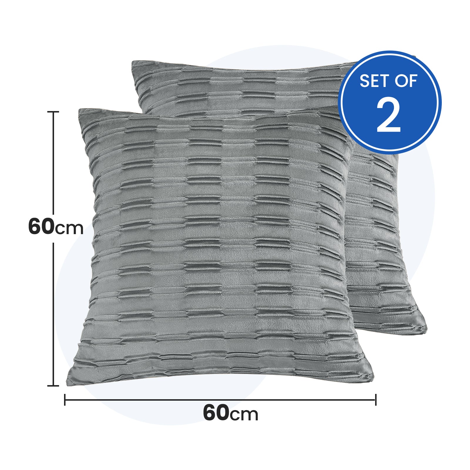 Ystyle Sofa Cushion Covers 60 x 60 cm Set of 2 Soft Velvet Sofa Cushion Covers Modern Bedroom Sofa Bed Invisible Zipper Washable Elegant Durable