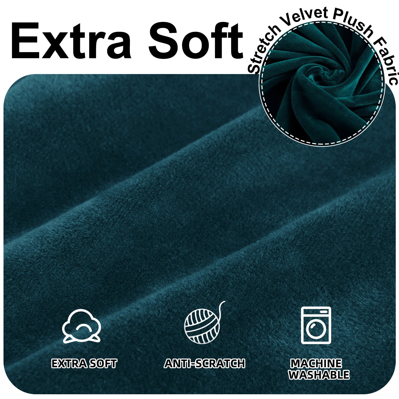 YSTYLE Velvet 1 Seater Sofa Cover – Stretch Fit, Anti-Scratch, Pet-Friendly, Non-Slip, Washable