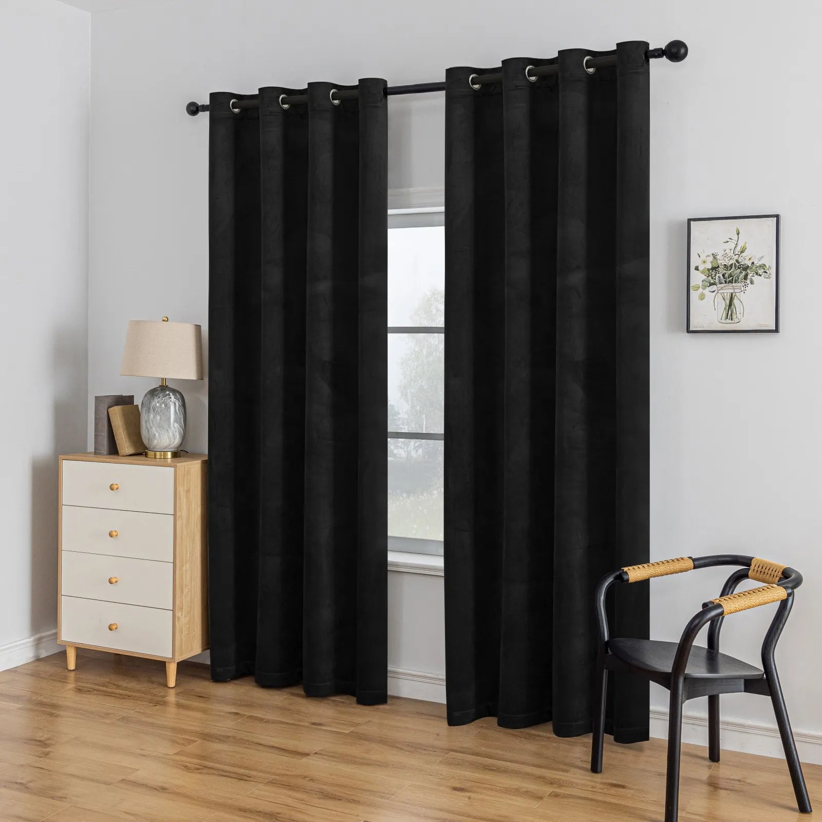 YSTYLE Elegant Velvet Curtains-2 pcs, Blackout & Heat Insulating, Eyelet Drapes for Home Windows