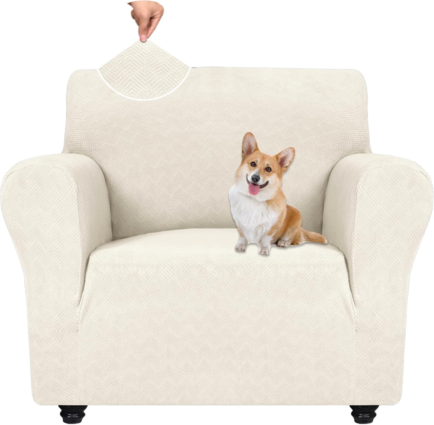 YSTYLE Stretch 1 Seater Sofa Cover with Armrests Anti-Slip Washable