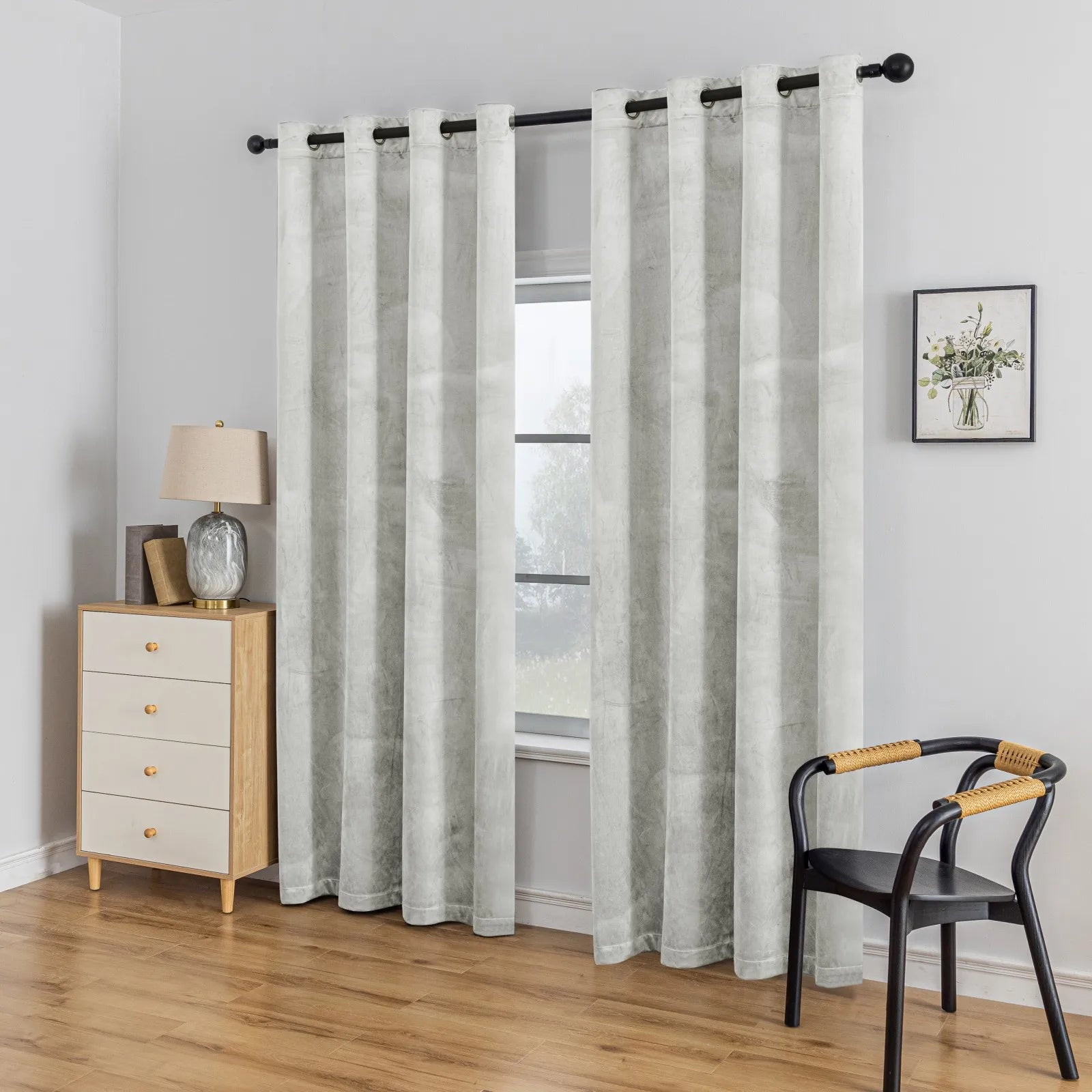 YSTYLE Elegant Velvet Curtains-2 pcs, Blackout & Heat Insulating, Eyelet Drapes for Home Windows