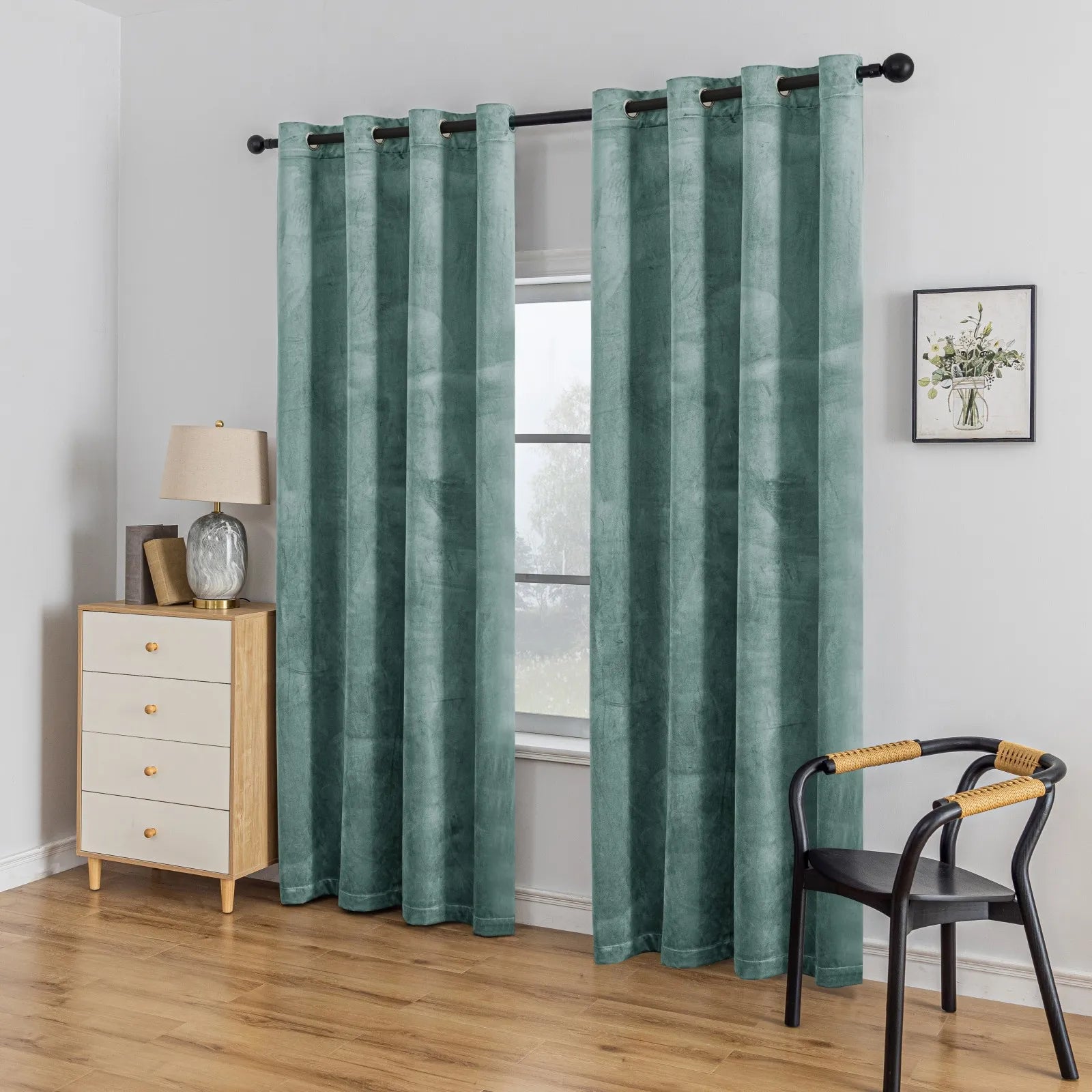YSTYLE Elegant Velvet Curtains-2 pcs, Blackout & Heat Insulating, Eyelet Drapes for Home Windows