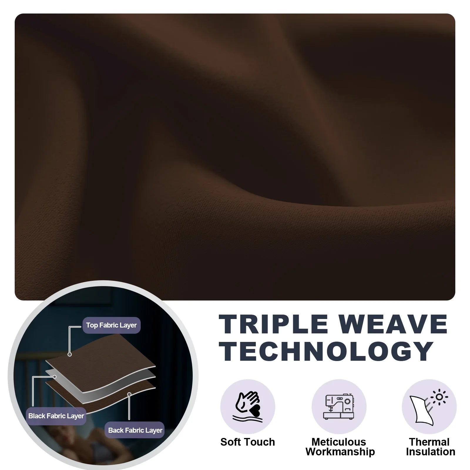 YSTYLE 2 Pieces Waterproof Blackout Curtains Thermal Insulated-YSTYLE