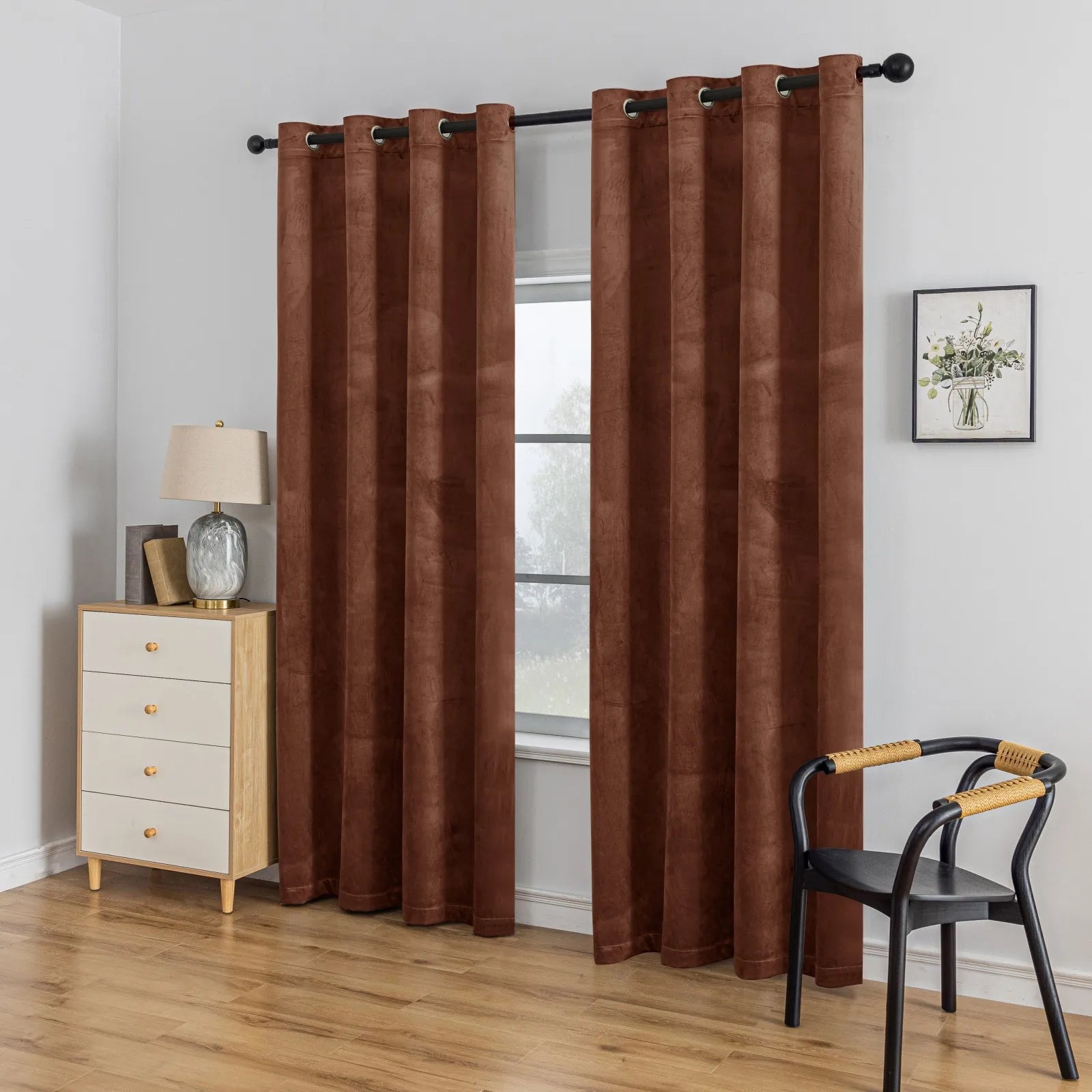 YSTYLE Elegant Velvet Curtains-2 pcs, Blackout & Heat Insulating, Eyelet Drapes for Home Windows