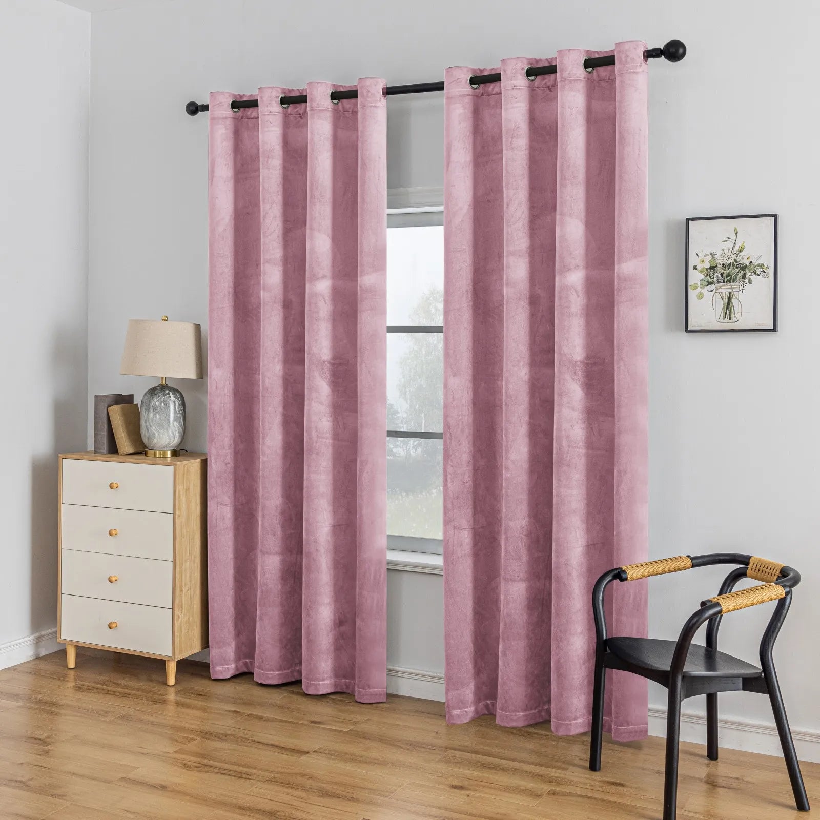 YSTYLE Elegant Velvet Curtains-2 pcs, Blackout & Heat Insulating, Eyelet Drapes for Home Windows