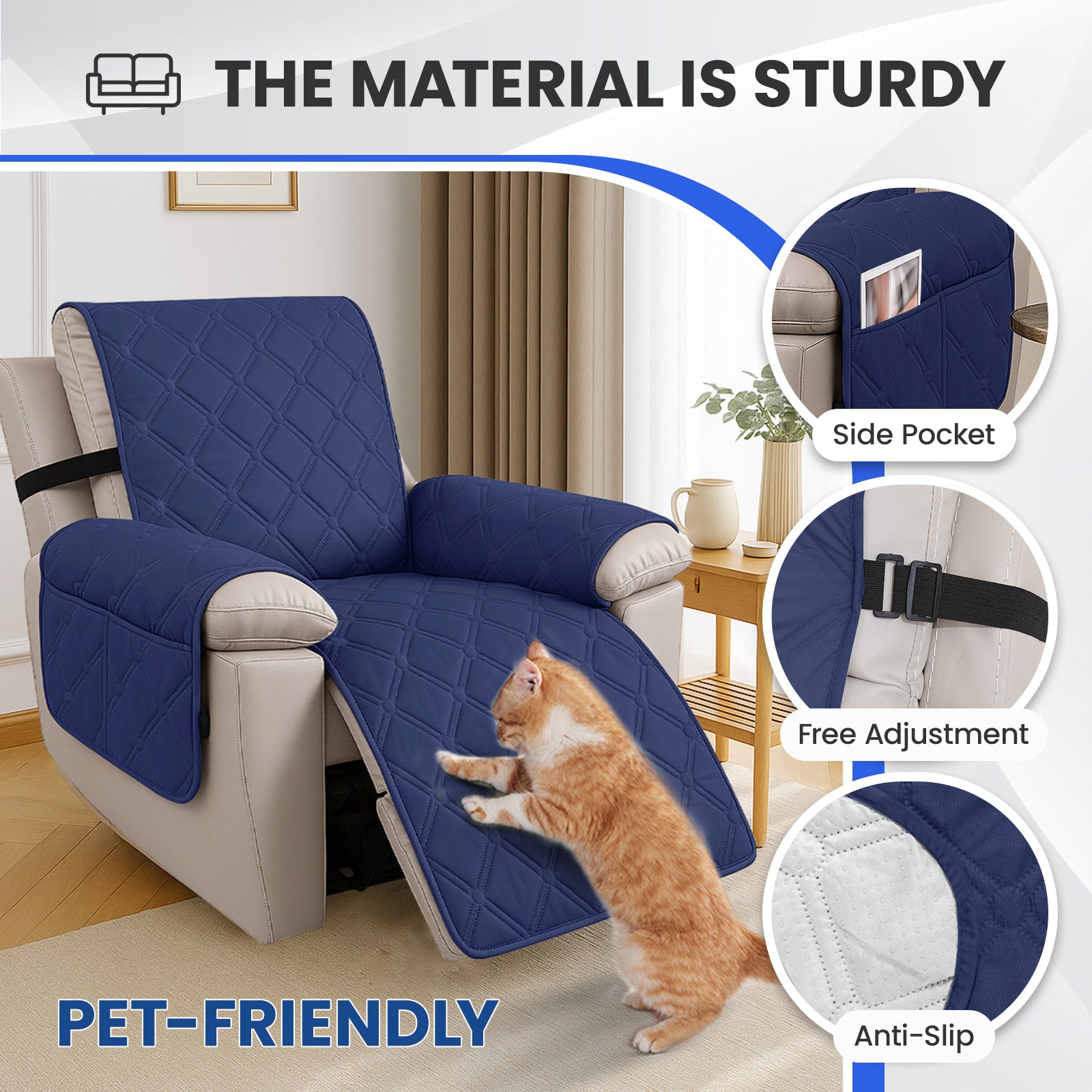 YSTYLE Waterproof Armchair Cover with Pockets and Non Slip Backing-YSTYLE