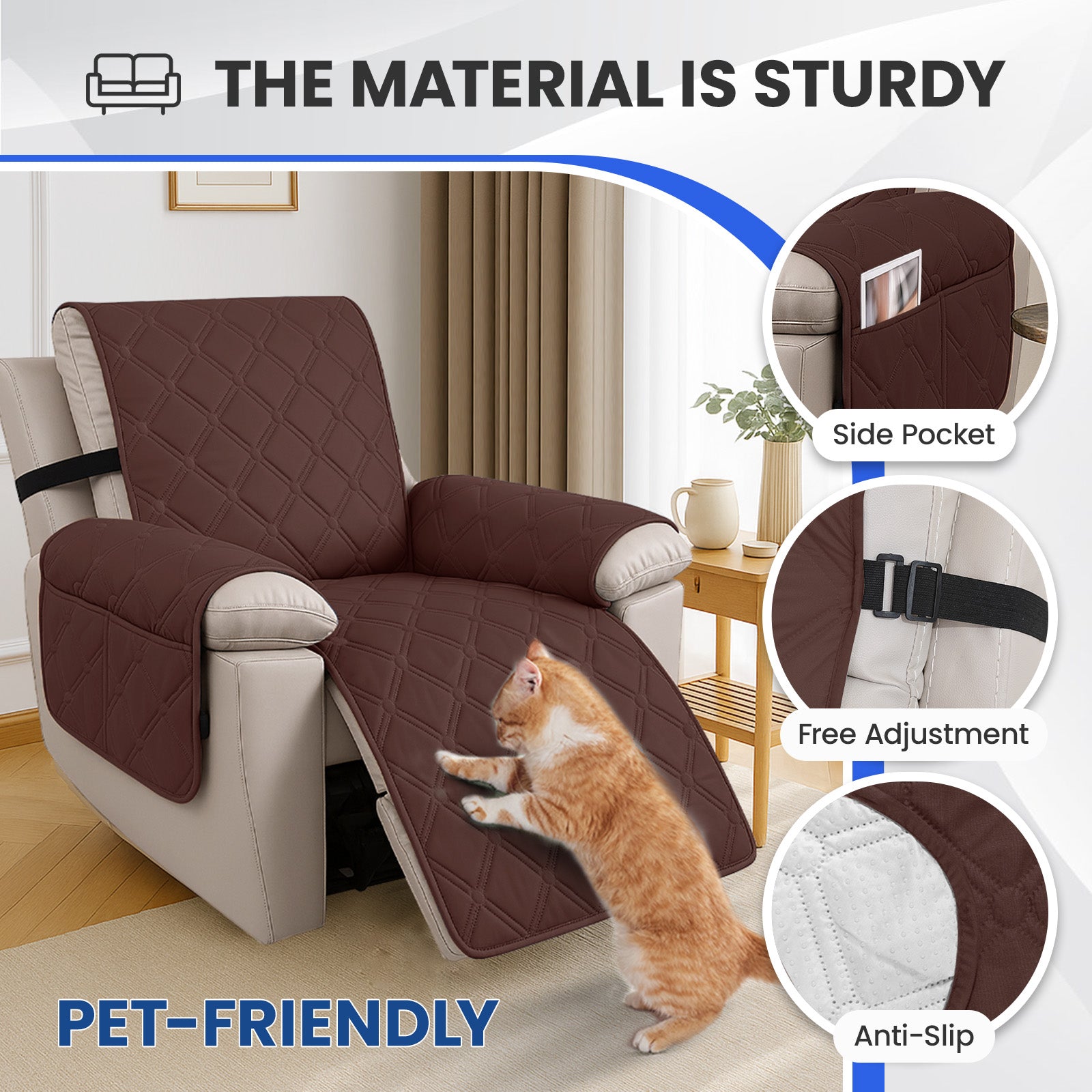 YSTYLE Waterproof Armchair Cover with Pockets and Non Slip Backing-YSTYLE